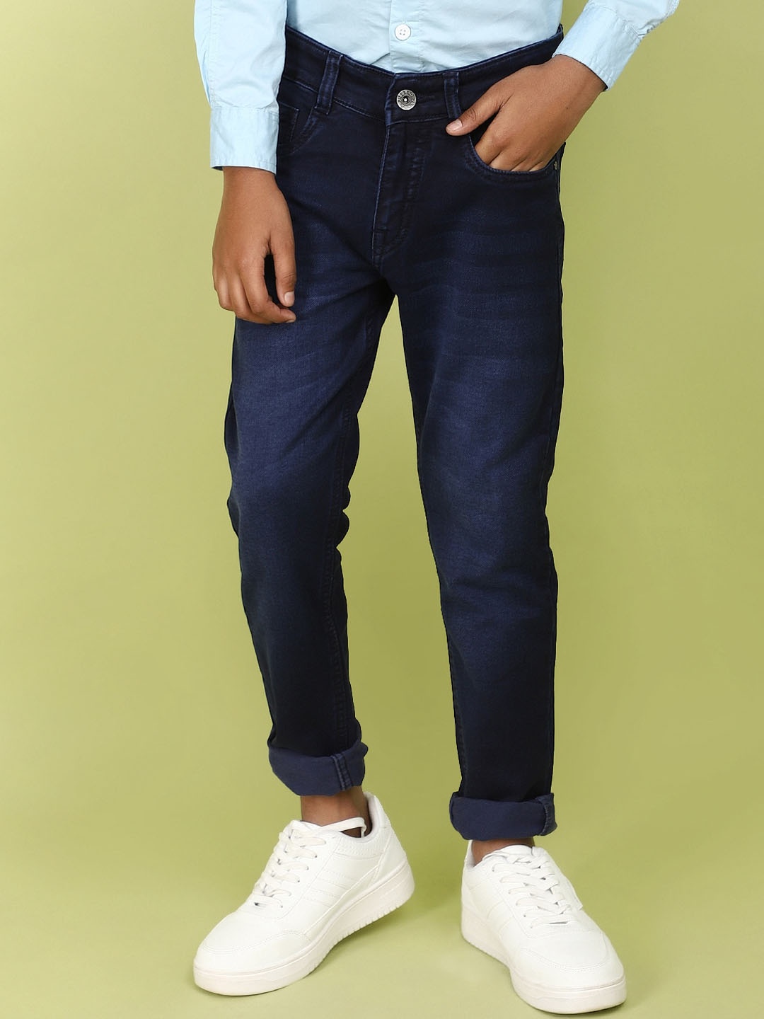 

V-Mart Boys Mid-Rise Jogger Jeans, Blue