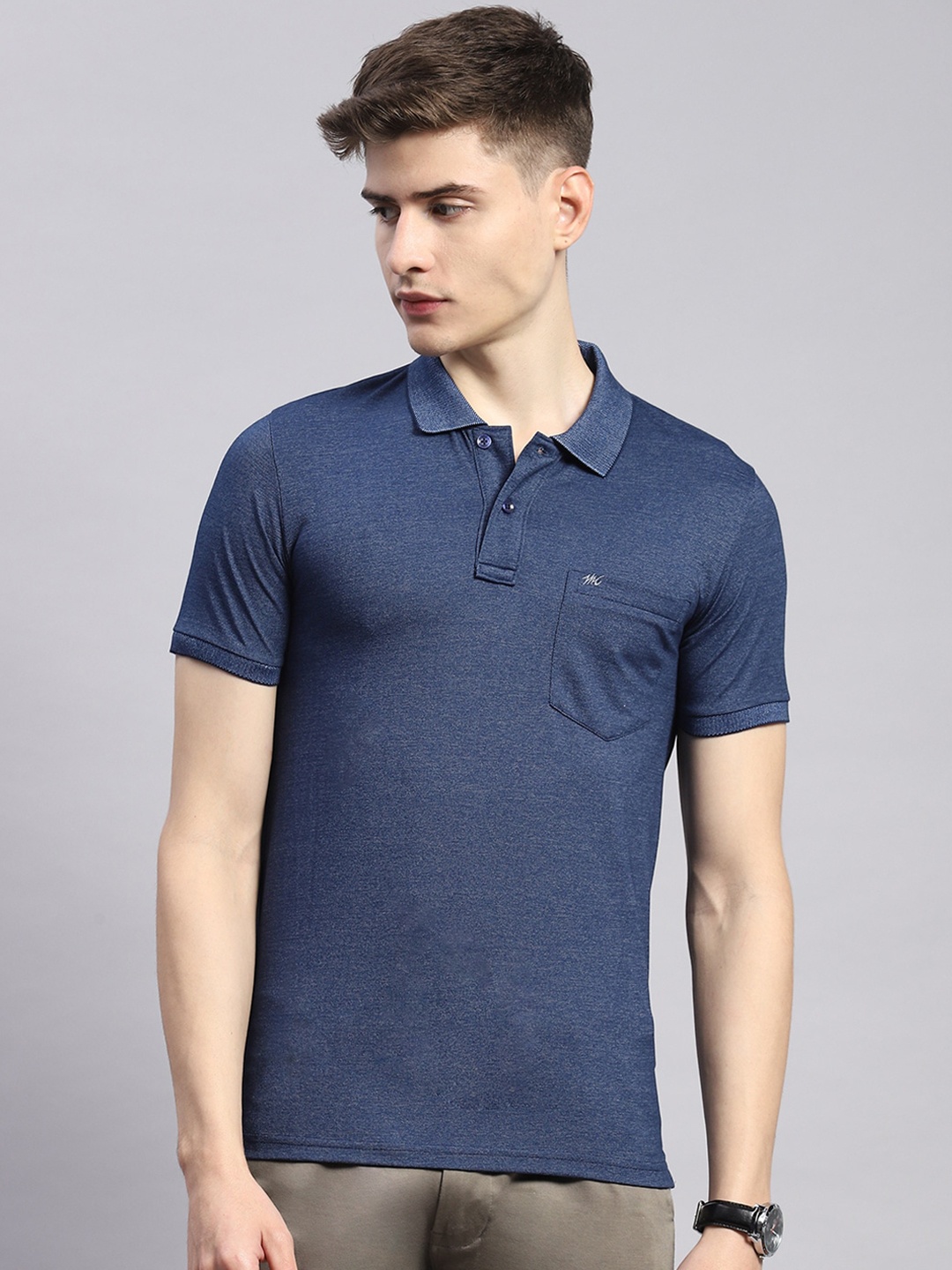 

Monte Carlo Polo Collar Short Sleeves Cotton T-shirt, Blue