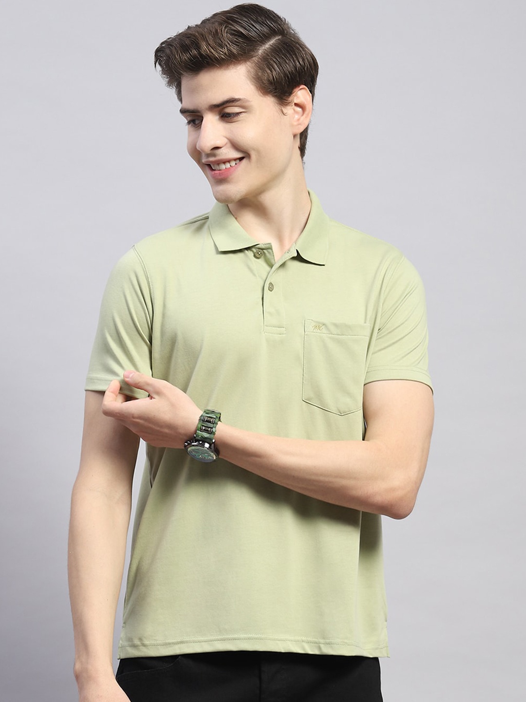 

Monte Carlo Polo Collar Cotton T-shirt, Green