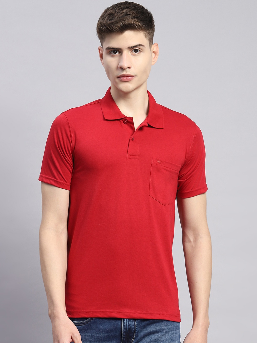 

Monte Carlo Polo Collar Cotton T-shirt, Red