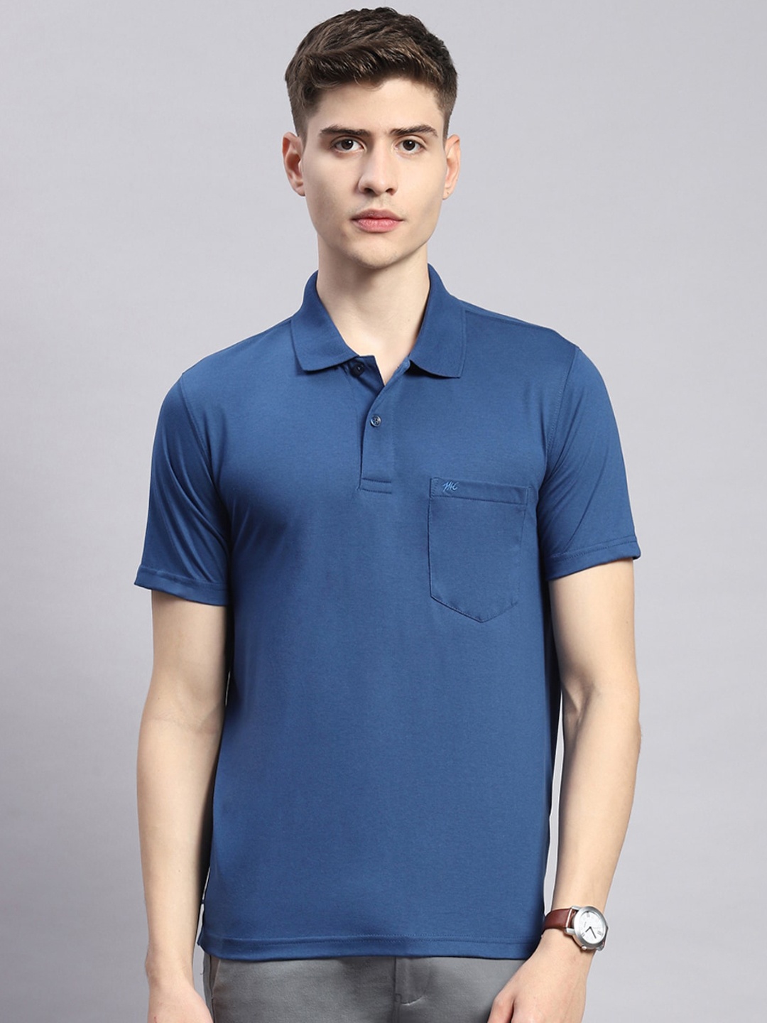 

Monte Carlo Polo Collar Cotton T-shirt, Navy blue