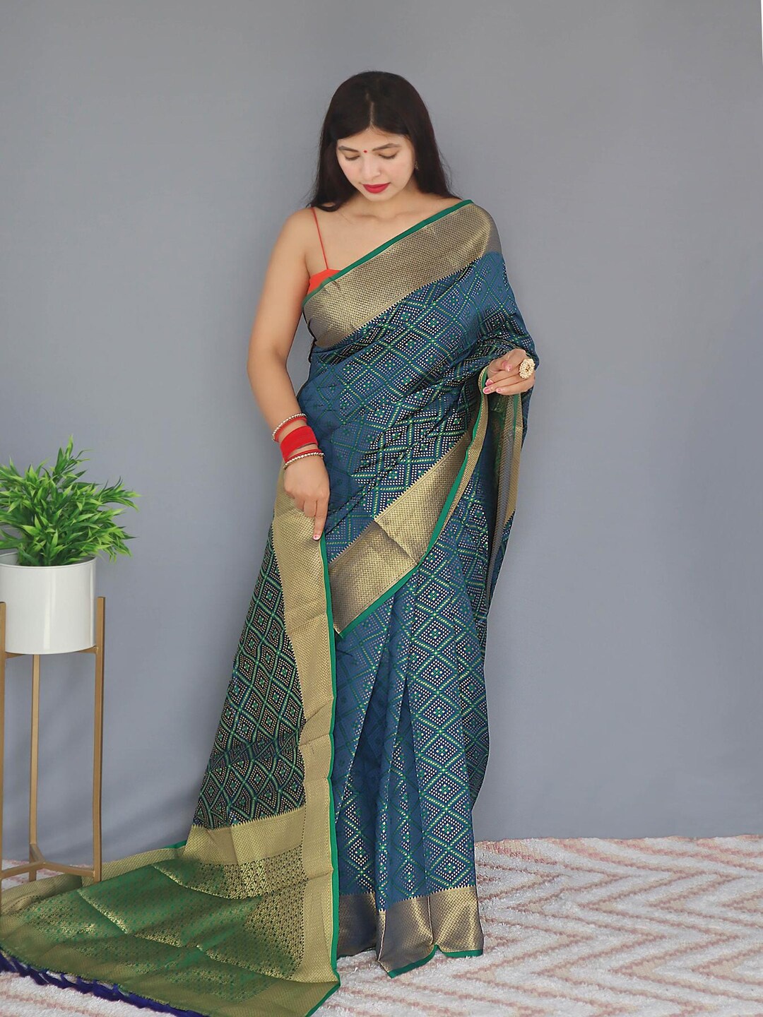 

SGF11 Woven Design Heavy Zari Work Kanjeevaram Patola Silk Saree, Blue