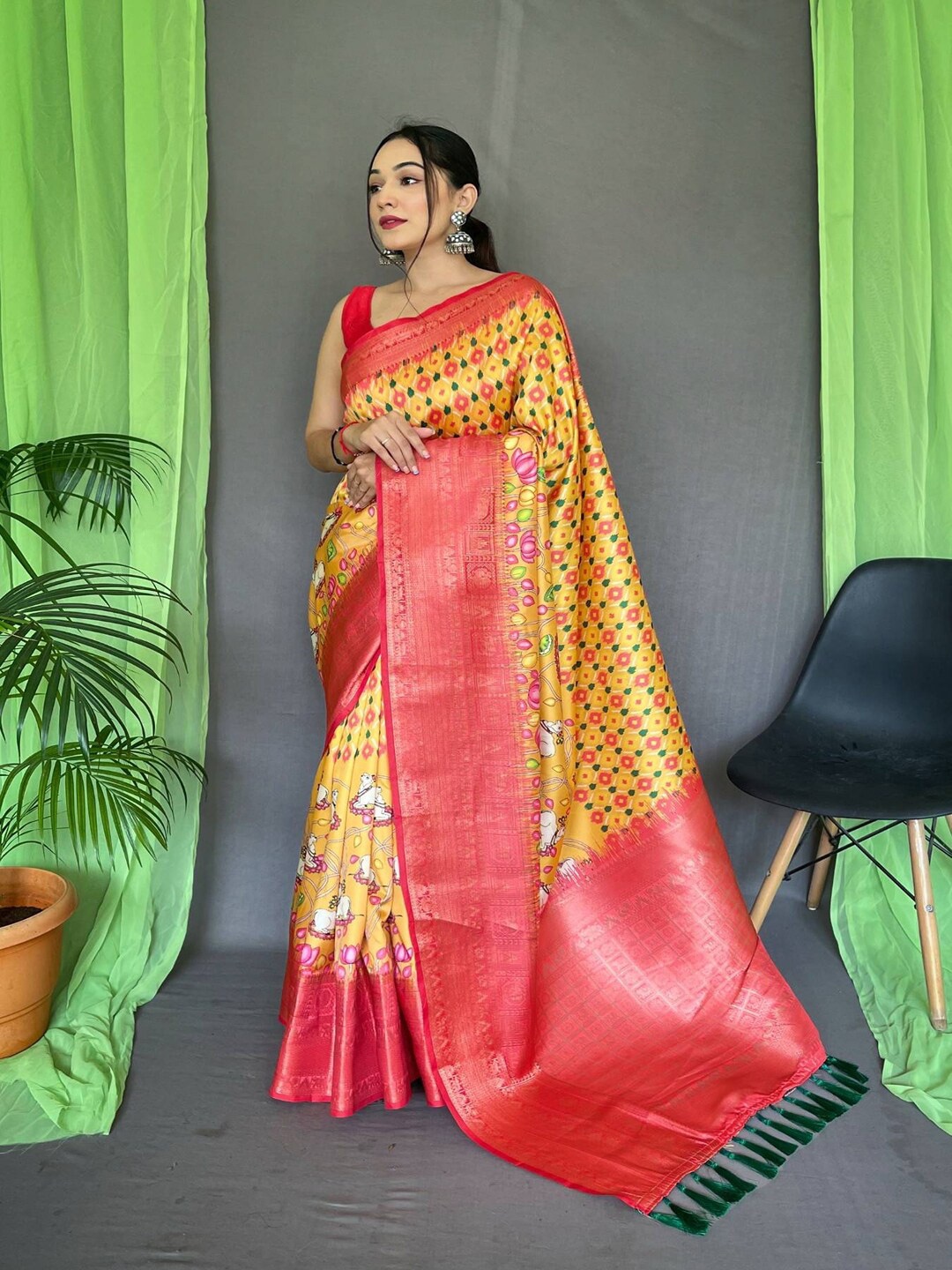 

SGF11 Woven Design Zari Silk Cotton Banarasi Saree, Mustard