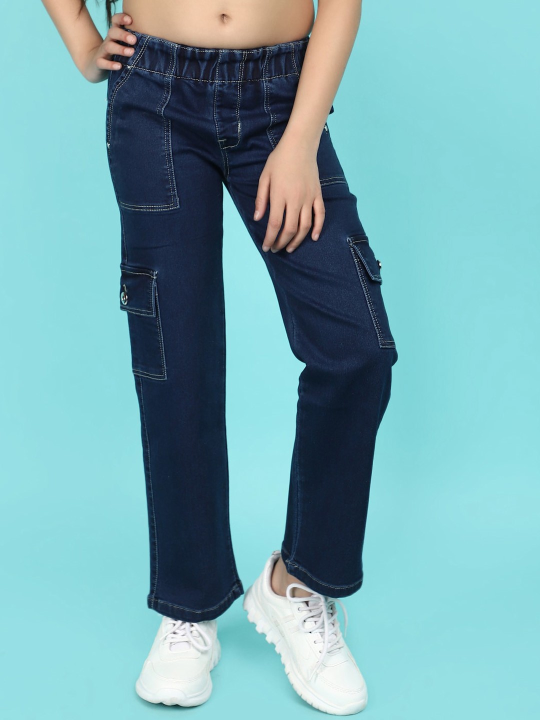 

V-Mart Girls Cargo Jeans, Blue
