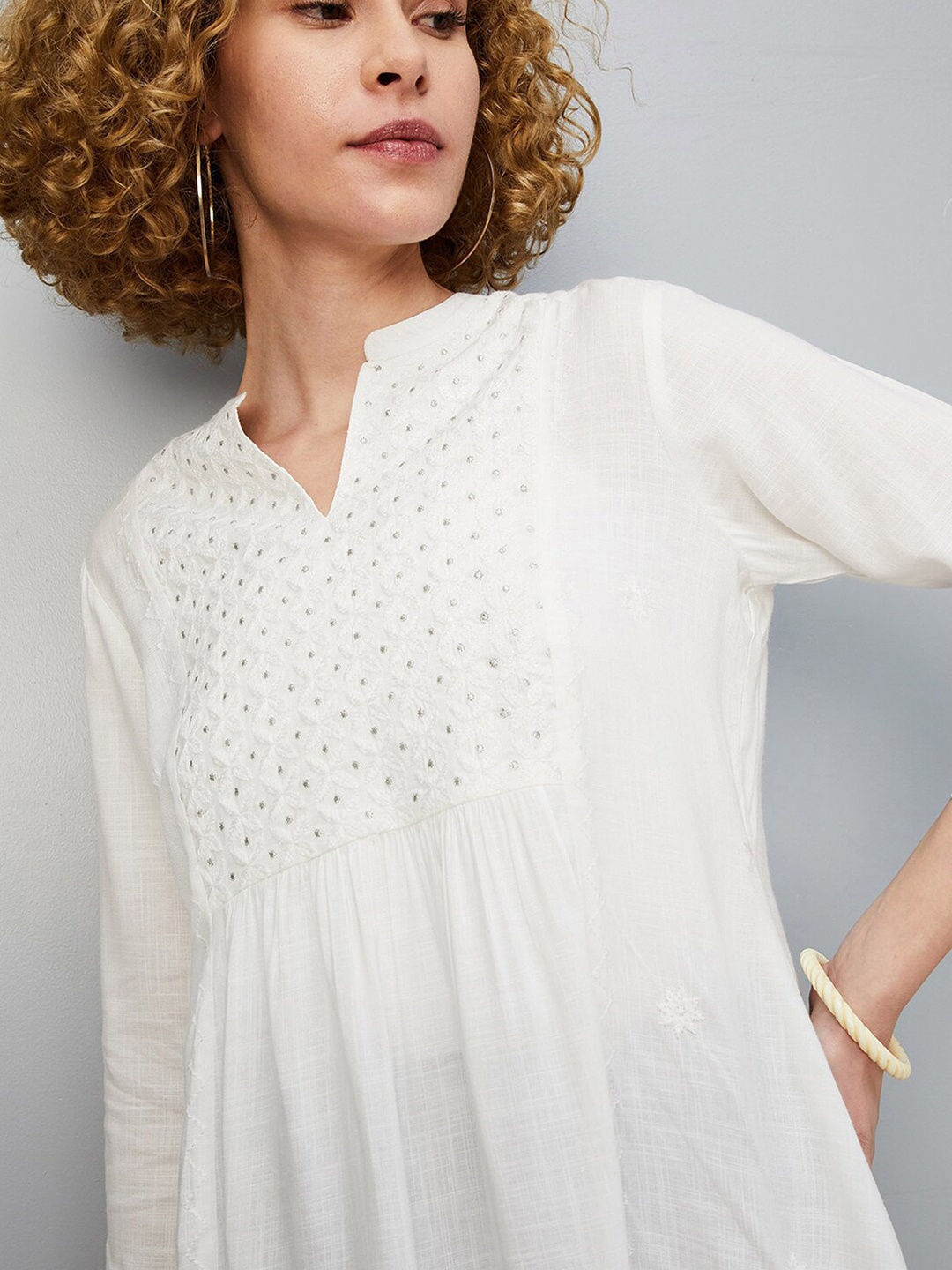 

max Geometric Embroidered Tunic, Off white