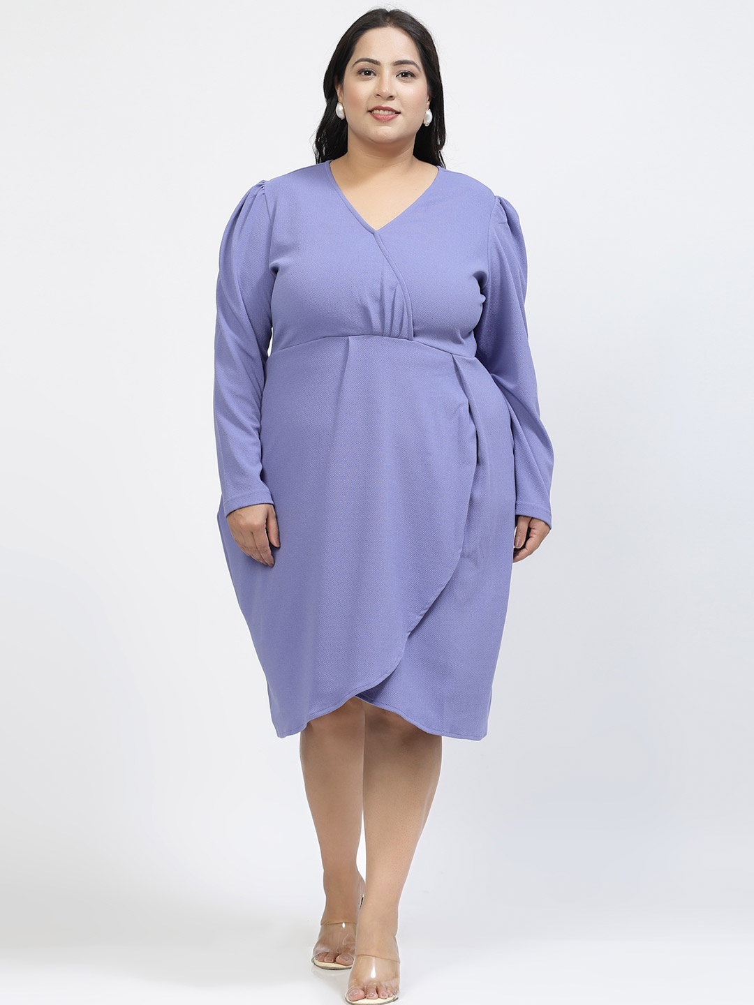 

plusS Plus Size V-Neck Empire Dress, Blue