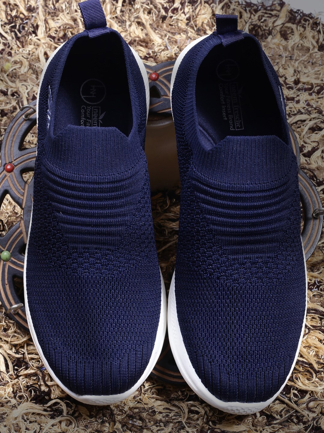

Heris & Hemly Men Textured Lace-Up Running Shoes, Navy blue