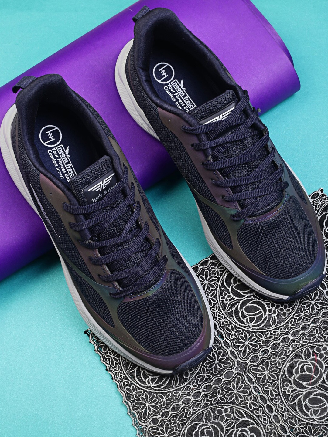 

Heris & Hemly Men Mesh Running Shoes, Navy blue