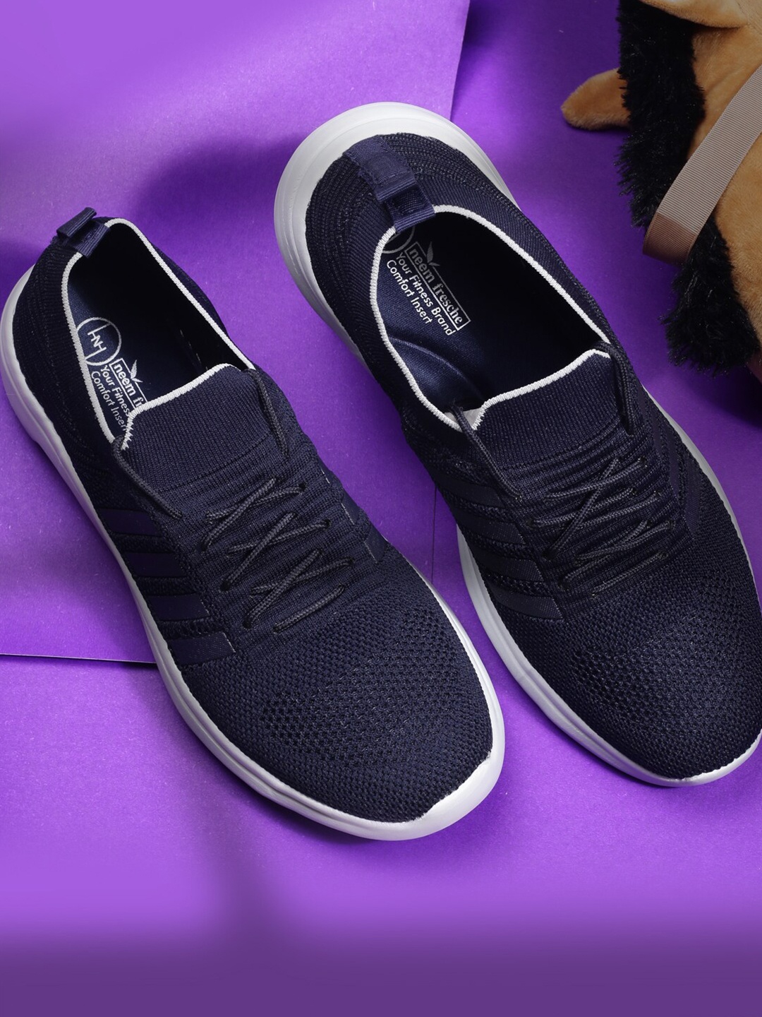 

Heris & Hemly Men Textured Lace-Up Running Shoes, Navy blue