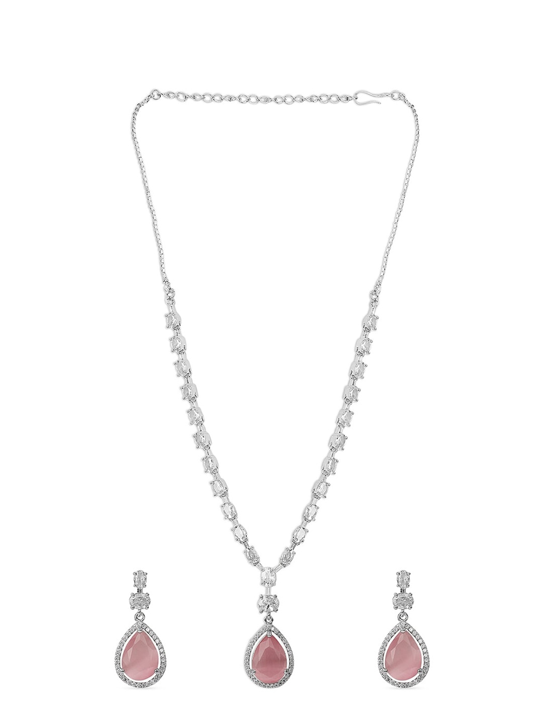 

Niska American Diamond Studded Jewellery Set, Pink