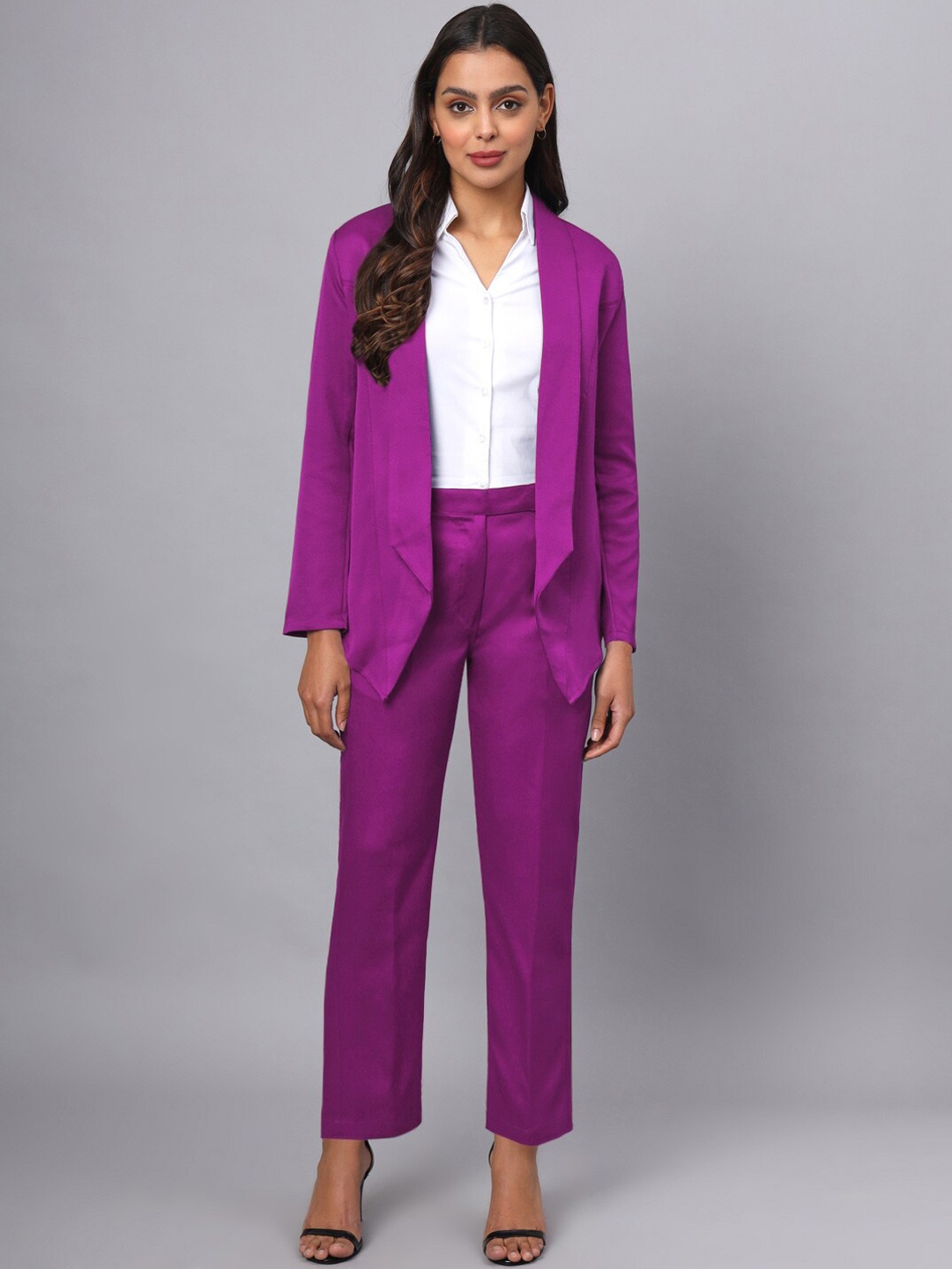 

BRINNS Women Single-Breasted Blazer And Trouser Formal Suit, Purple