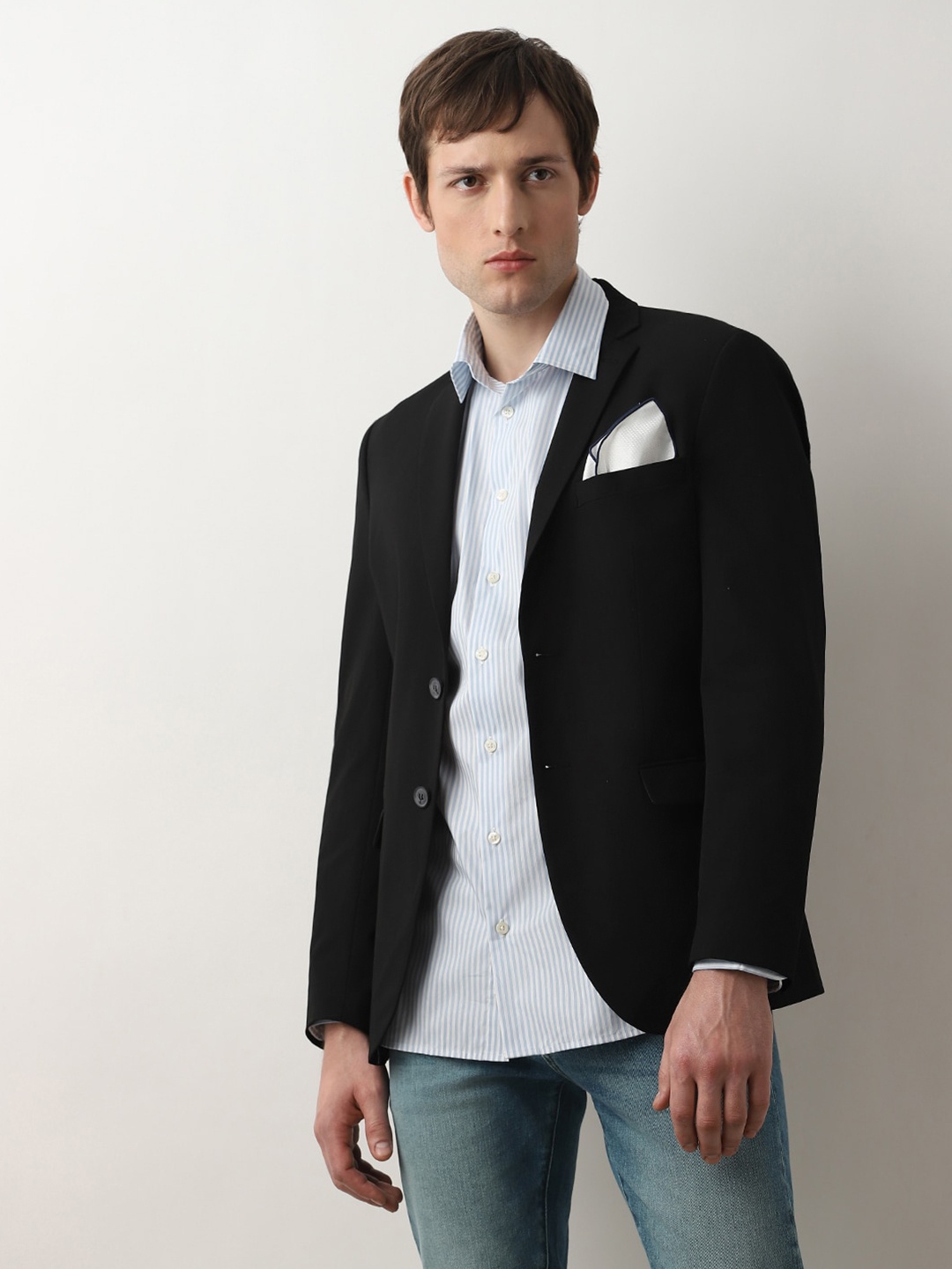 

SELECTED Slim Fit Striped Spread Collar Long Sleeves Casual Shirt, Blue