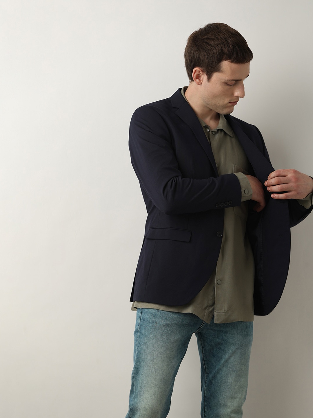 

SELECTED Spread Collar Long Sleeves Casual Shirt, Green