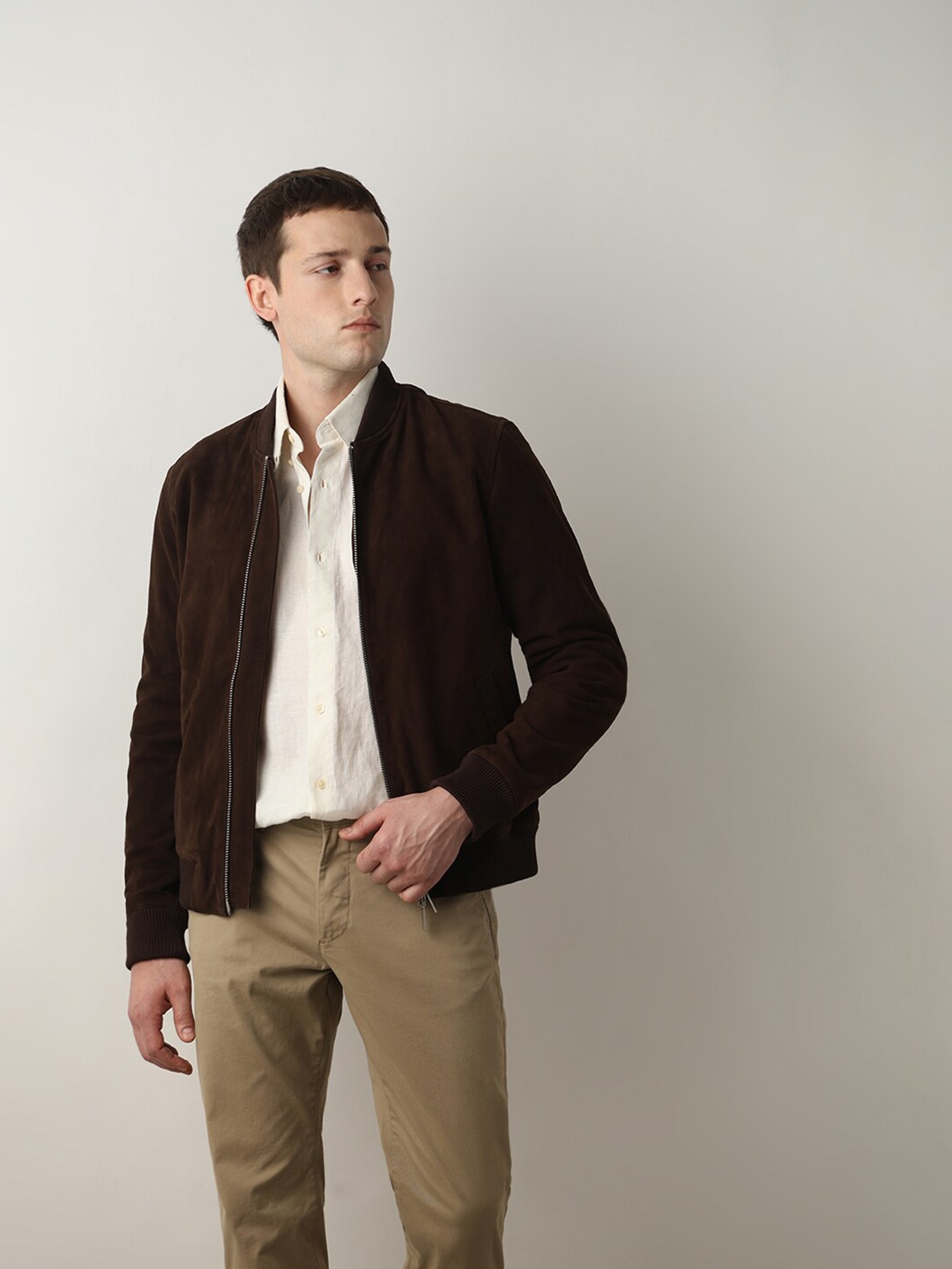 

SELECTED Button-Down Collar Long Sleeves Linen Casual Shirt, Beige