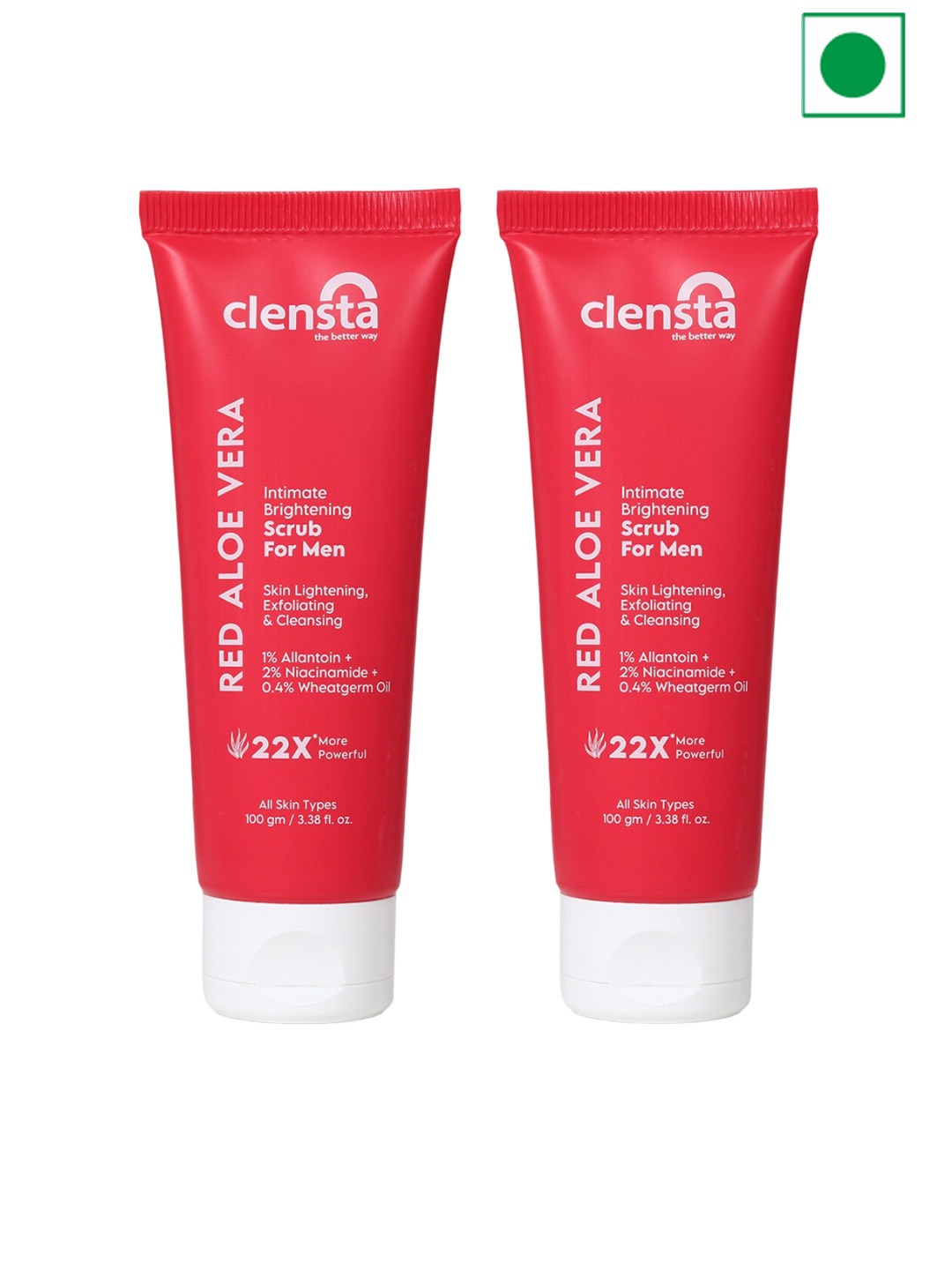 

Clensta Set of 2 Men Intimate Brightening Scrub With 2% Niacinamide 100 g Each, Red