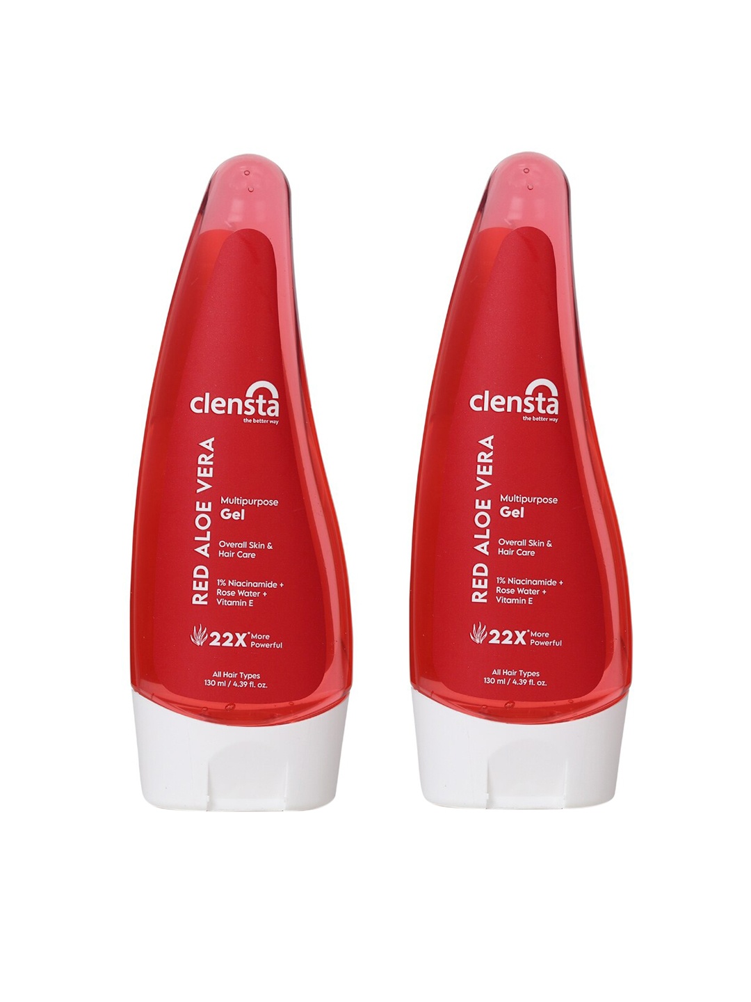 

Clensta Pack Of 2 Aloe Vera Gel with 1% Niacinamide for Glowing Skin 130ml Each, Red