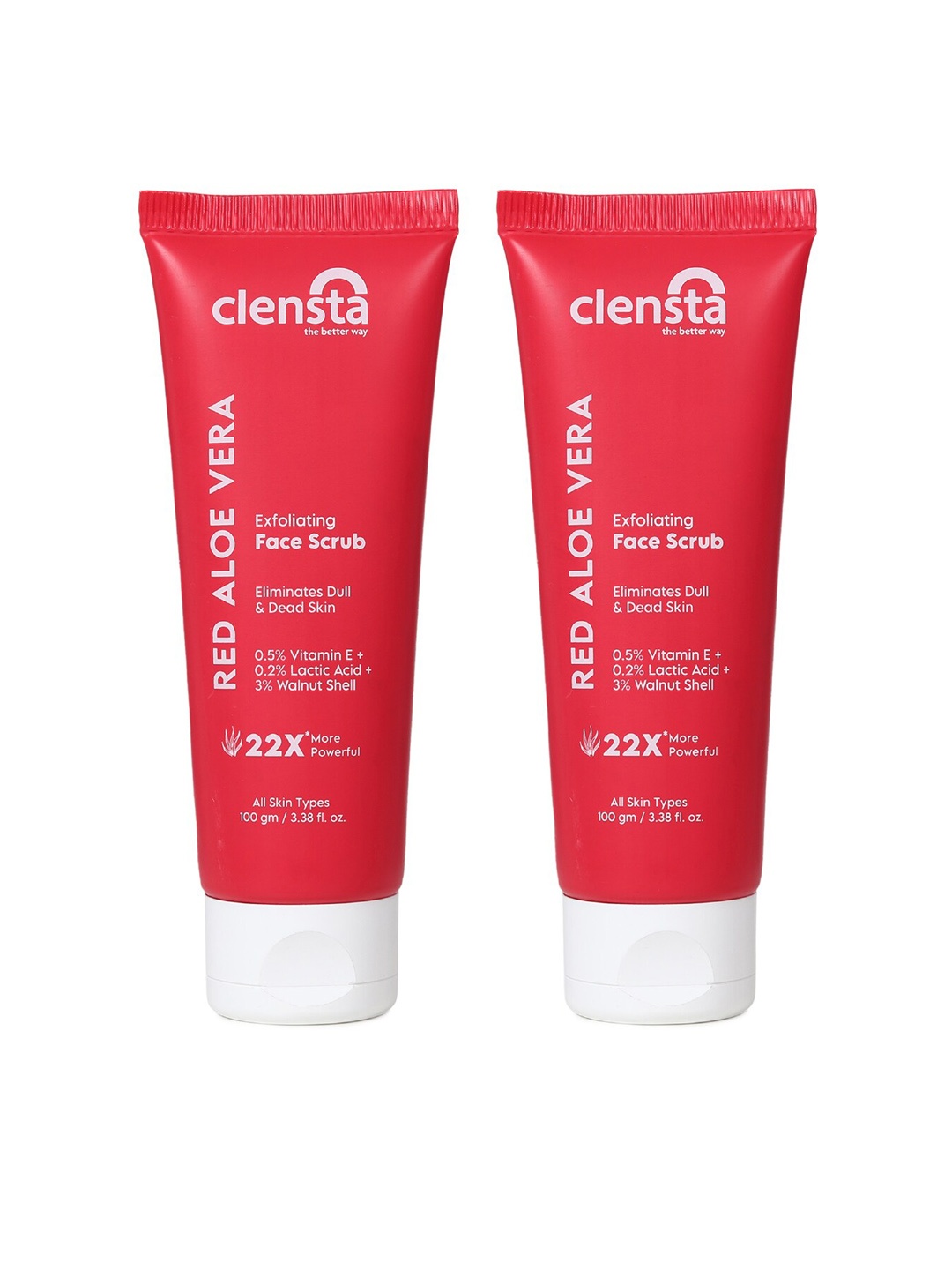 

Clensta Set of 2 Red Aloe Vera Exfoliating Face Scrub With lactic Acid 100g Each