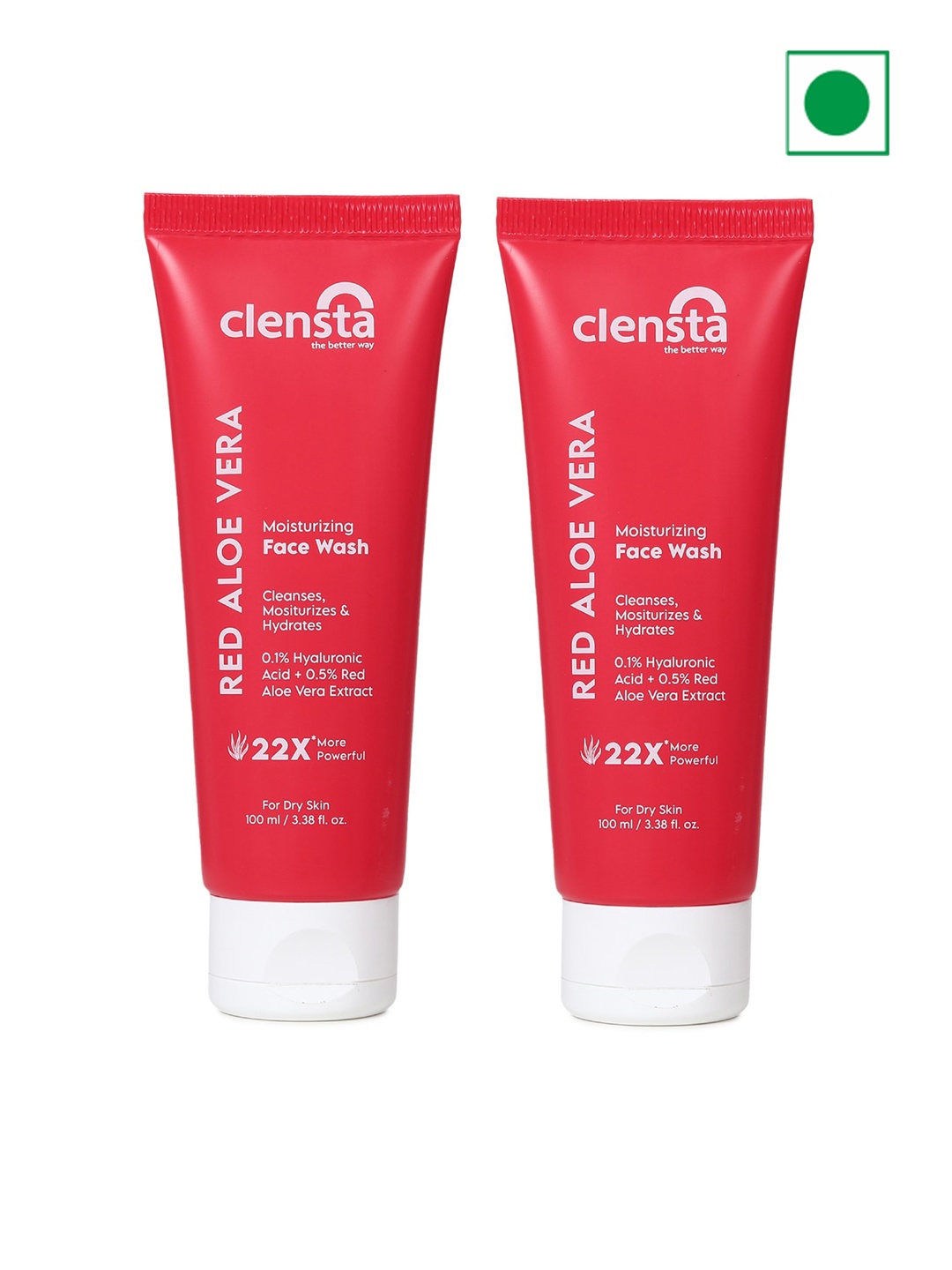 

Clensta Pack Of 2 Aloe Vera Moisturizing Face Wash With Hyaluronic Acid- 100ml Each, Red