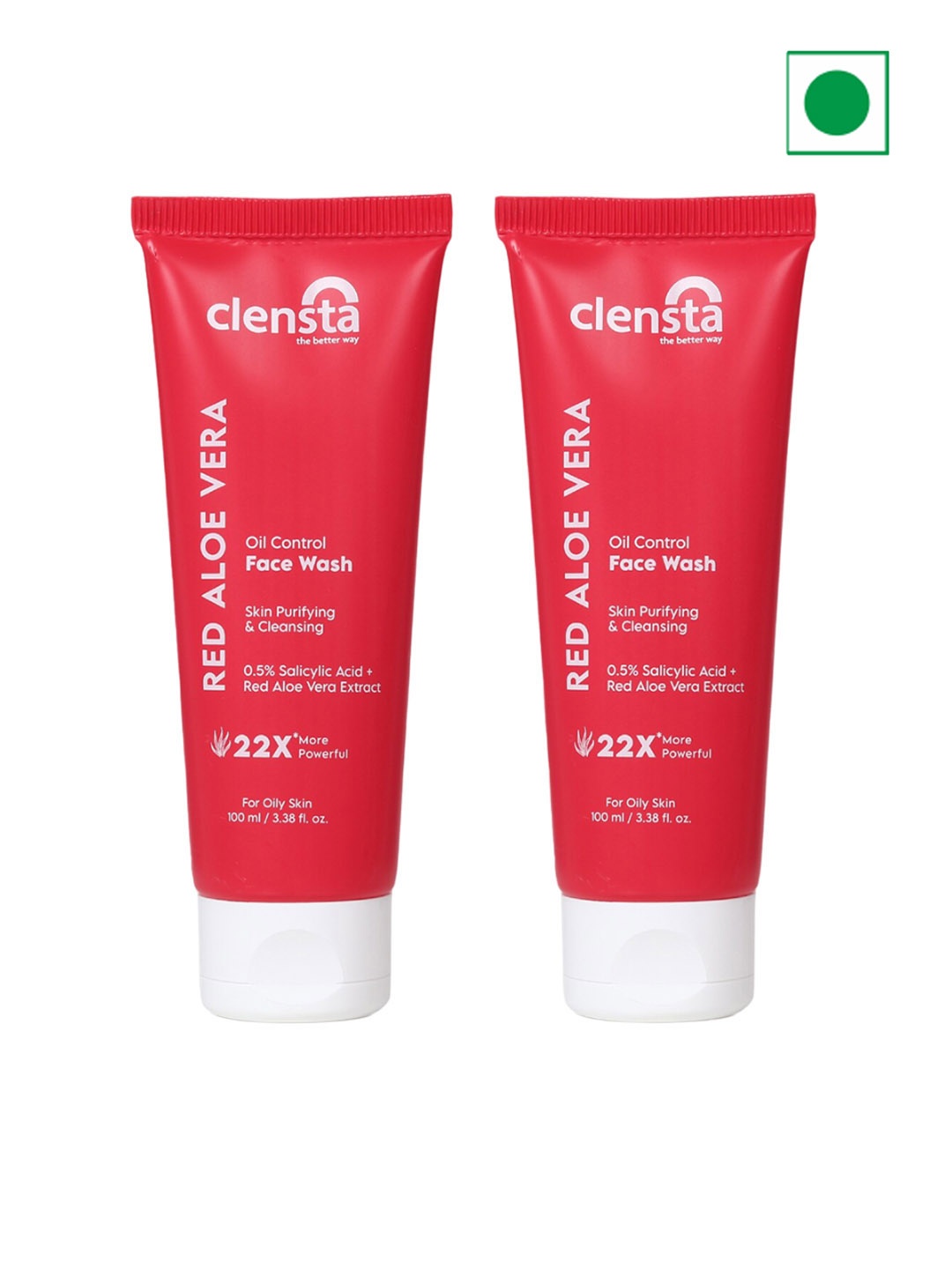 

Clensta Pack Of 2 Aloe Vera Oil Control Face Wash With Salicylic Acid-100ml Each, Red