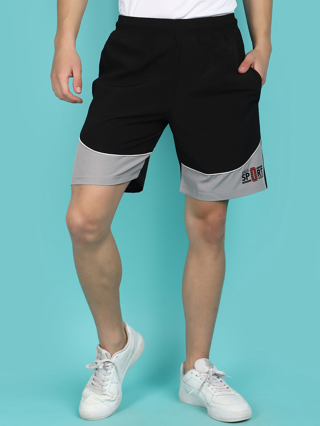 

V-Mart Men Mid Rise Cotton Shorts, Black