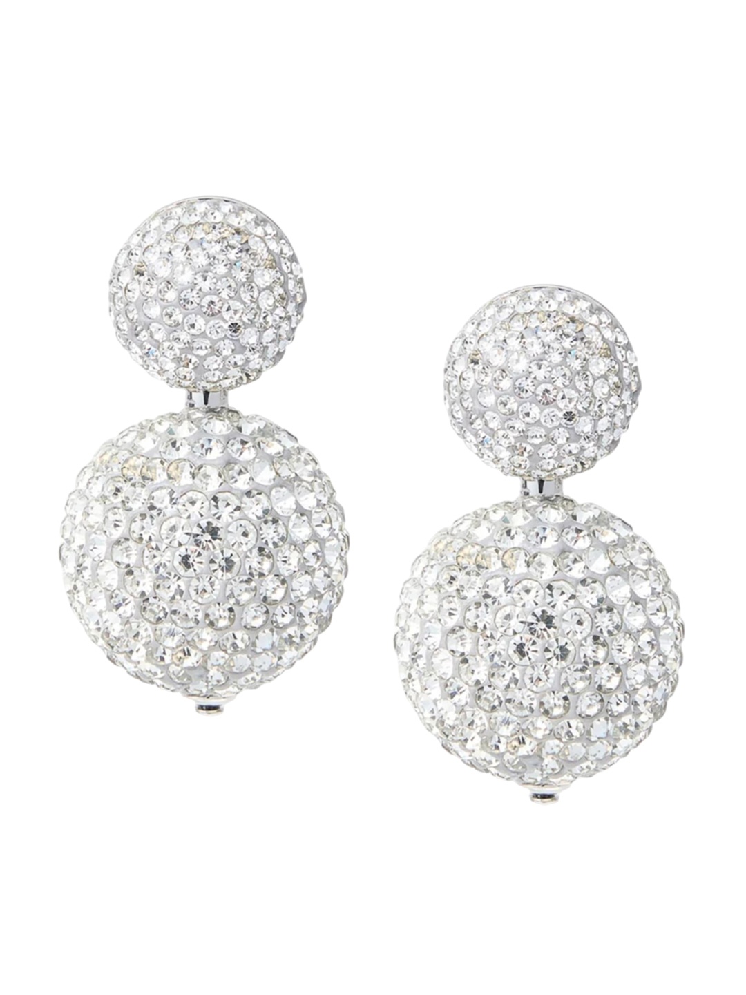 

SALVE Stainless Steel Cubic Zirconia Studded Double Sided Circular Studs Earrings, Silver