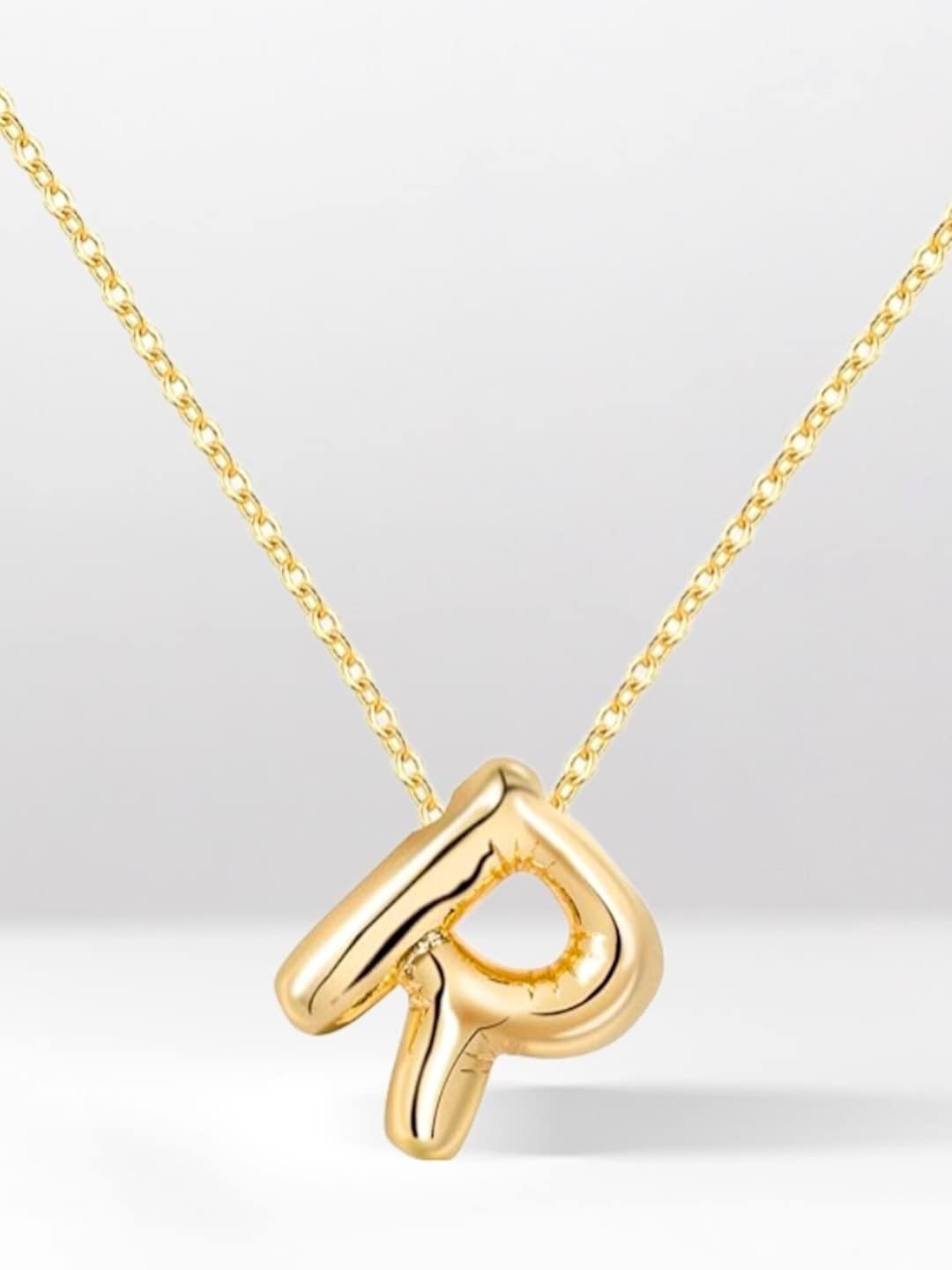 

SALVE Anti-Tarnish R Initial Pendants with Chains, Gold