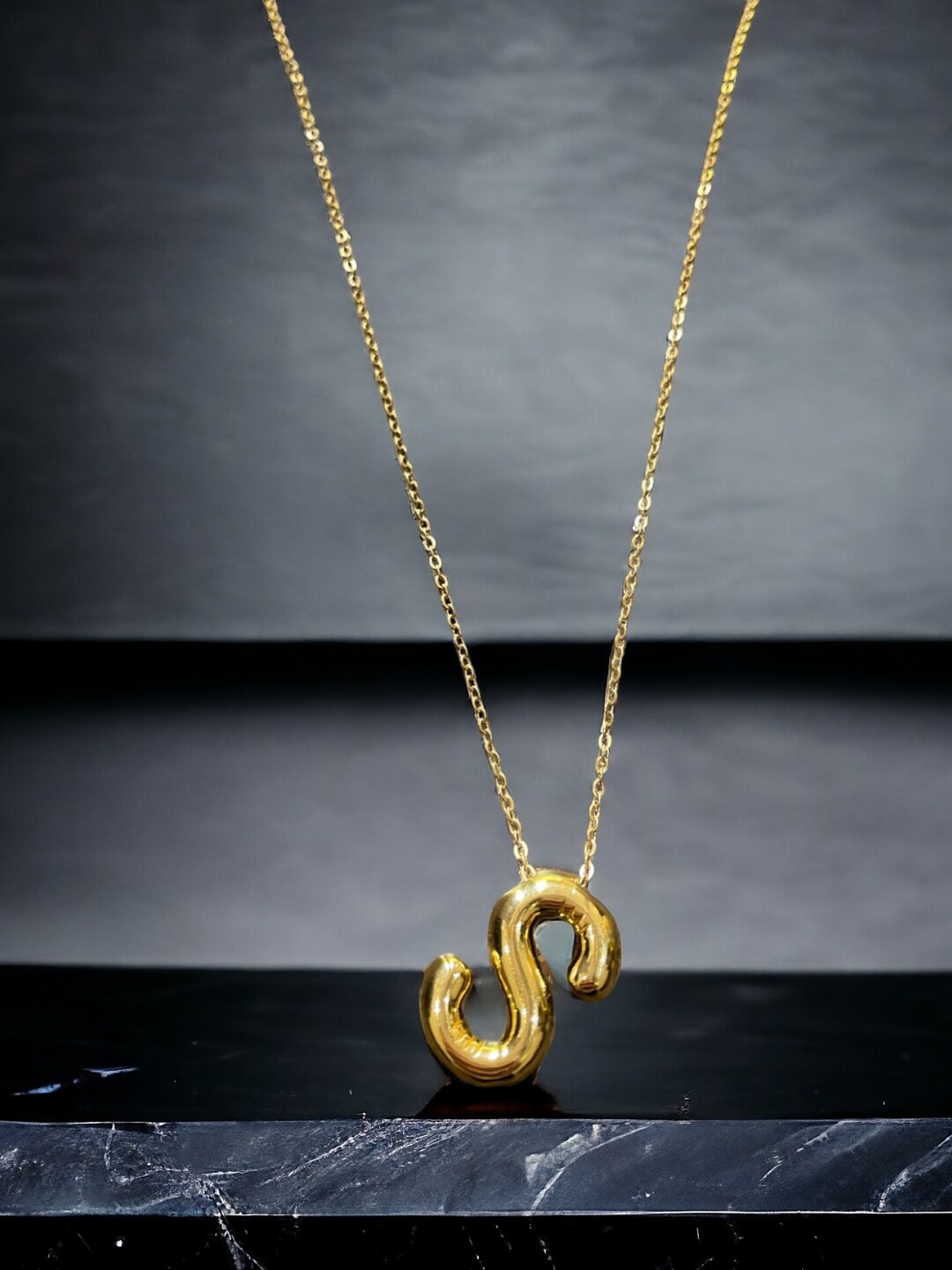 

SALVE Anti-Tarnish S Initial Pendants with Chains, Gold