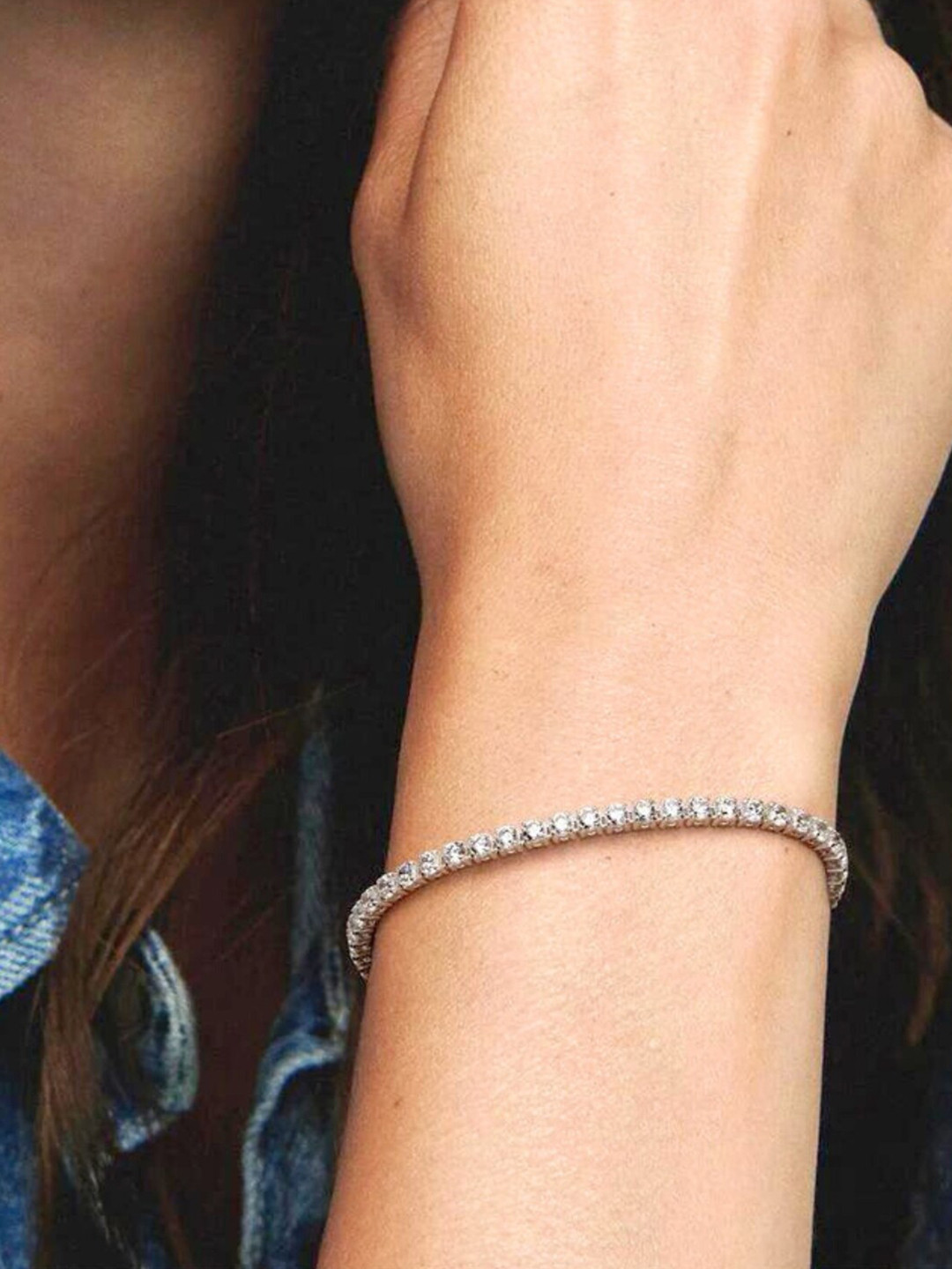 

SALVE Women Cubic Zirconia Studded Wraparound Bracelet, Silver