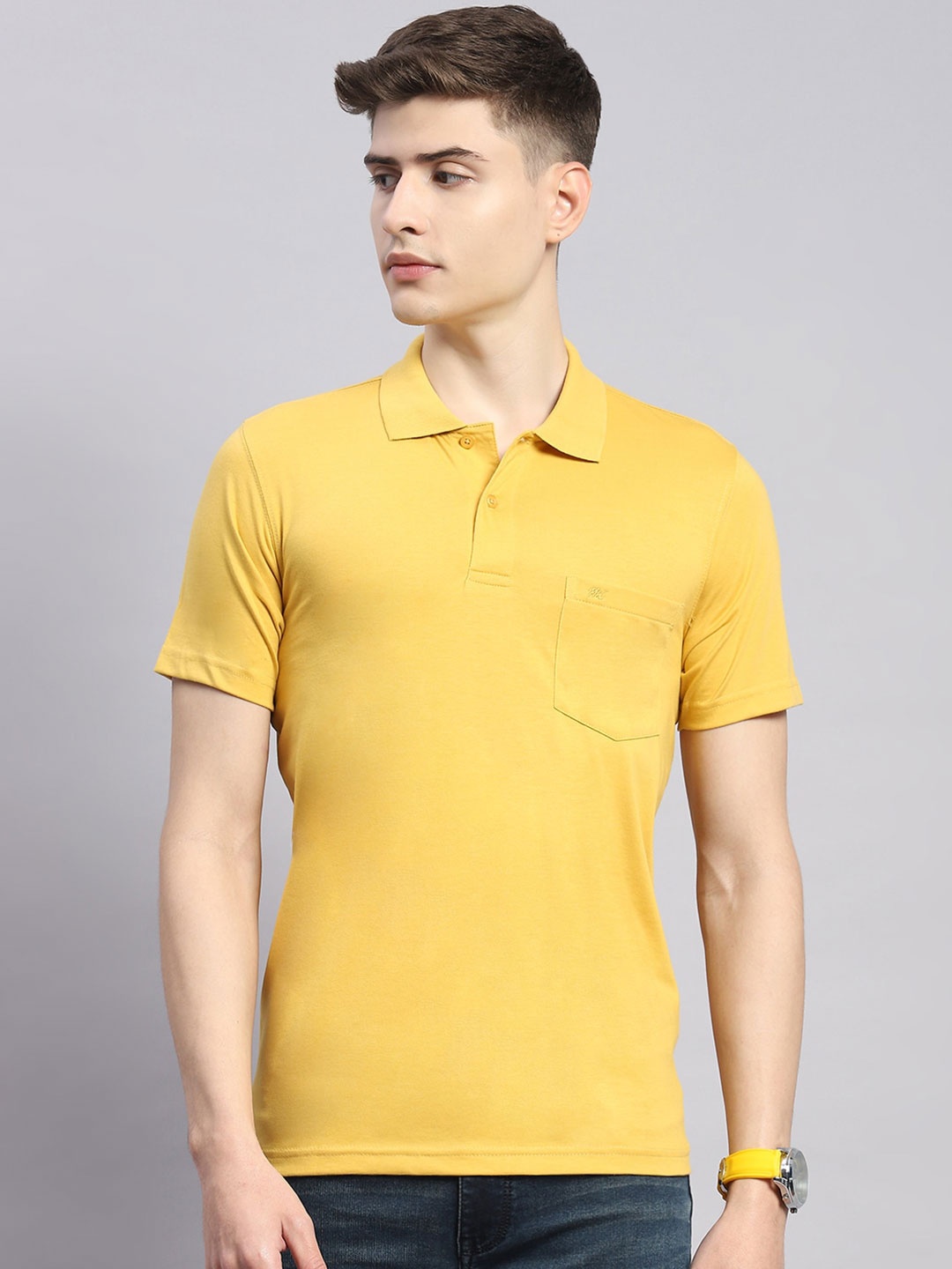 

Monte Carlo Polo Collar Cotton Casual T-shirt, Yellow