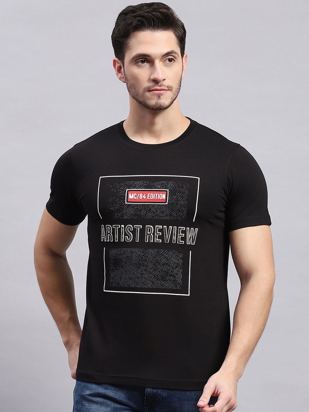 

Monte Carlo Typography Printed Cotton T-Shirt, Black