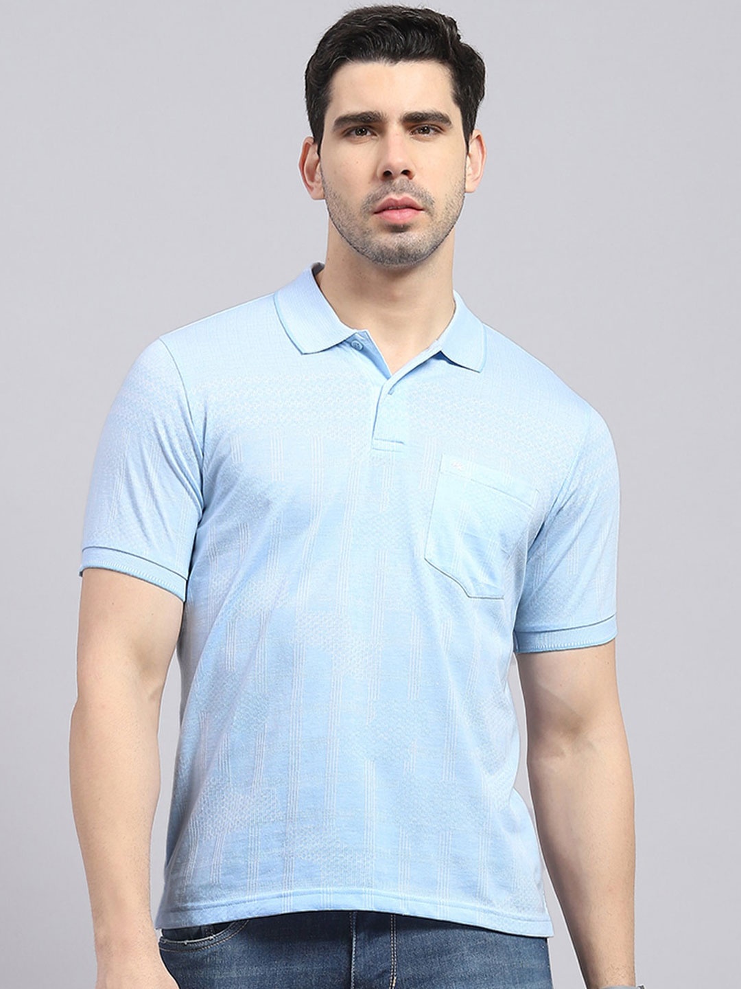 

Monte Carlo Polo Collar Cotton T-shirt, Blue