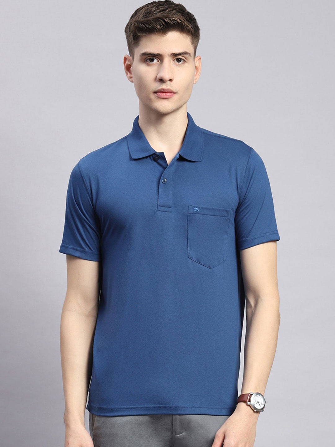 

Monte Carlo Polo Collar Cotton T-shirt, Navy blue
