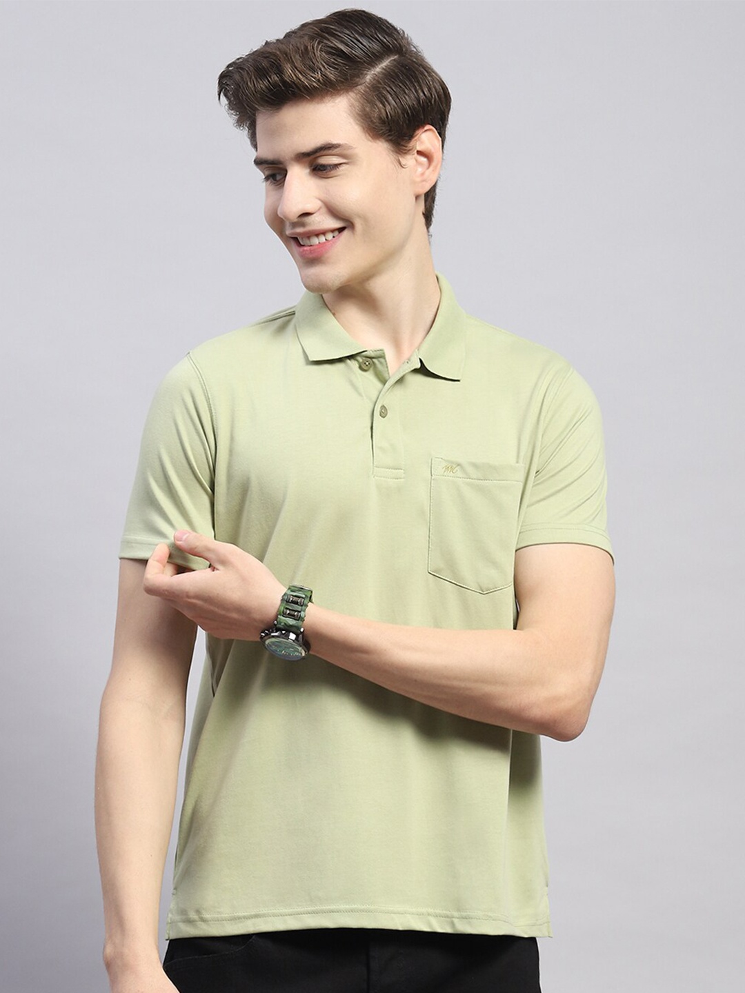 

Monte Carlo Polo Collar Cotton T-Shirt, Green