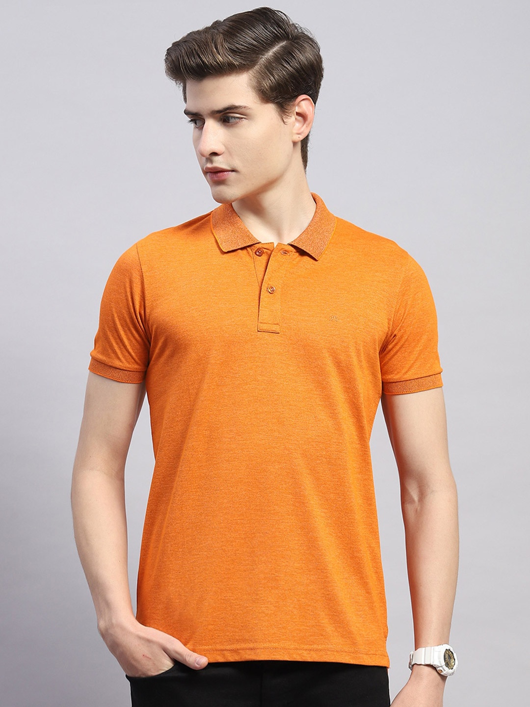 

Monte Carlo Polo Collar Cotton T-shirt, Orange