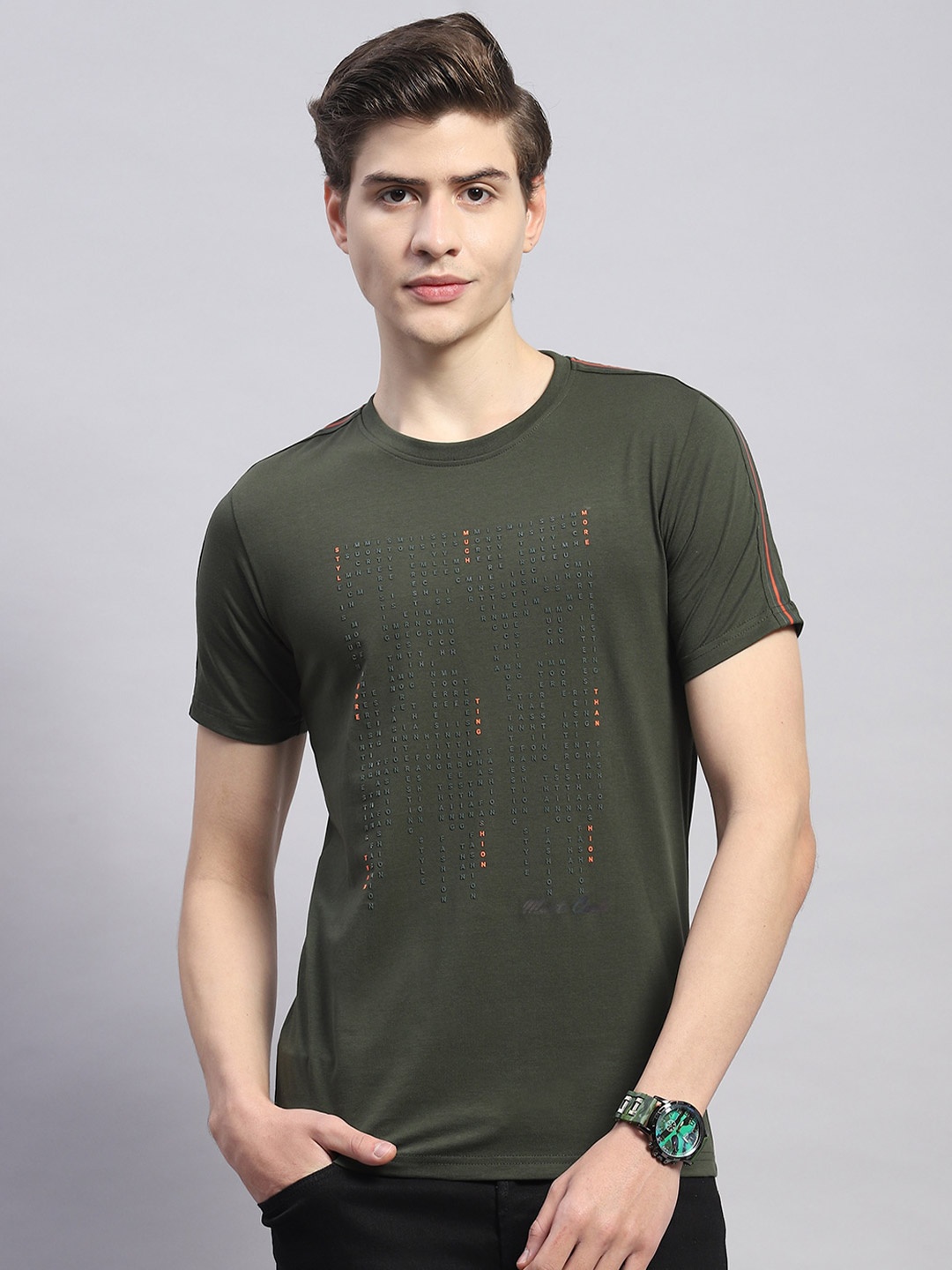 

Monte Carlo Typography Printed Cotton T-shirt, Olive