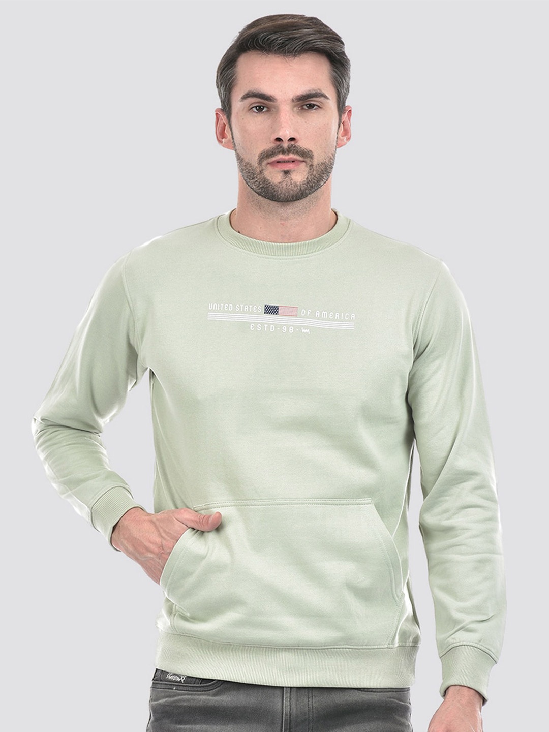 

Lawman pg3 Typography Printed Long Sleeves Pullover Sweatshirt, Green