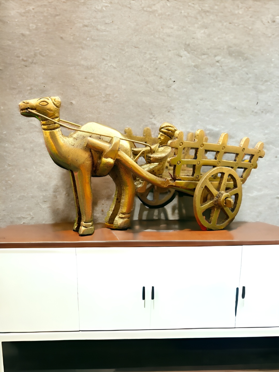 

Aakrati Yellow Camel Cart Brass Decorative Figurine Showpiece