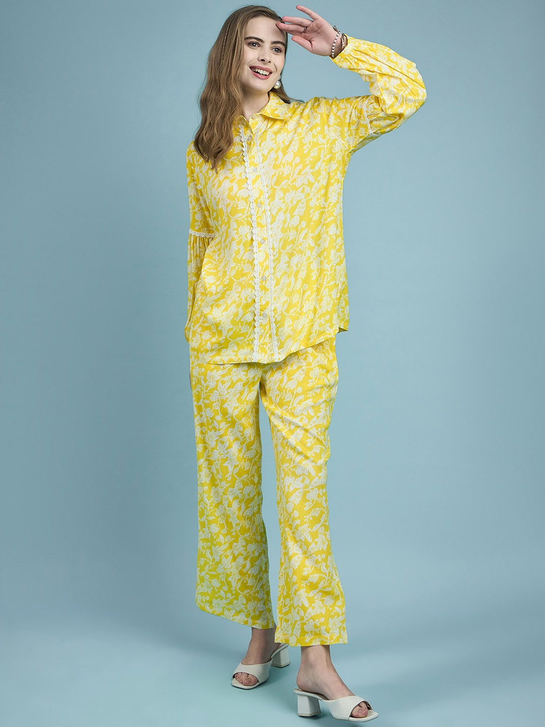 

DressBerry Printed Shirt & Trouser, Yellow