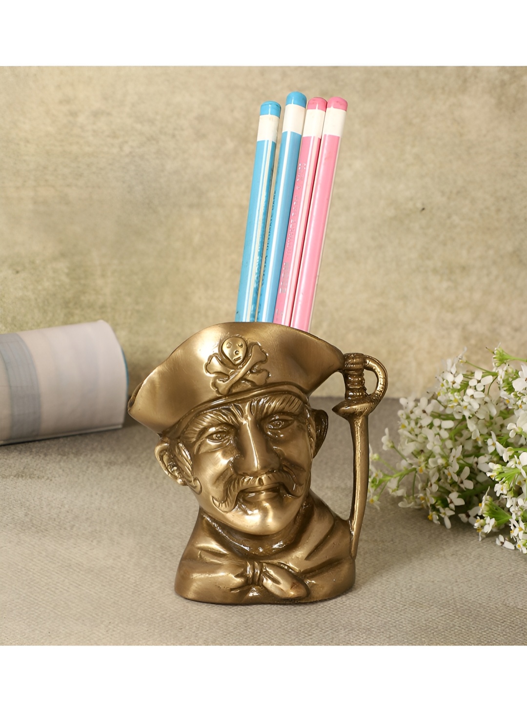 

Two Moustaches Brown Decorative Pirates Pen Stand