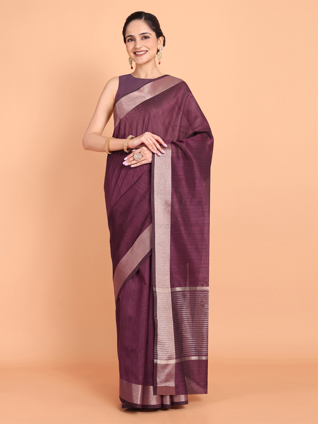 

MAGMINA Woven Design Zari Banarasi Saree, Purple