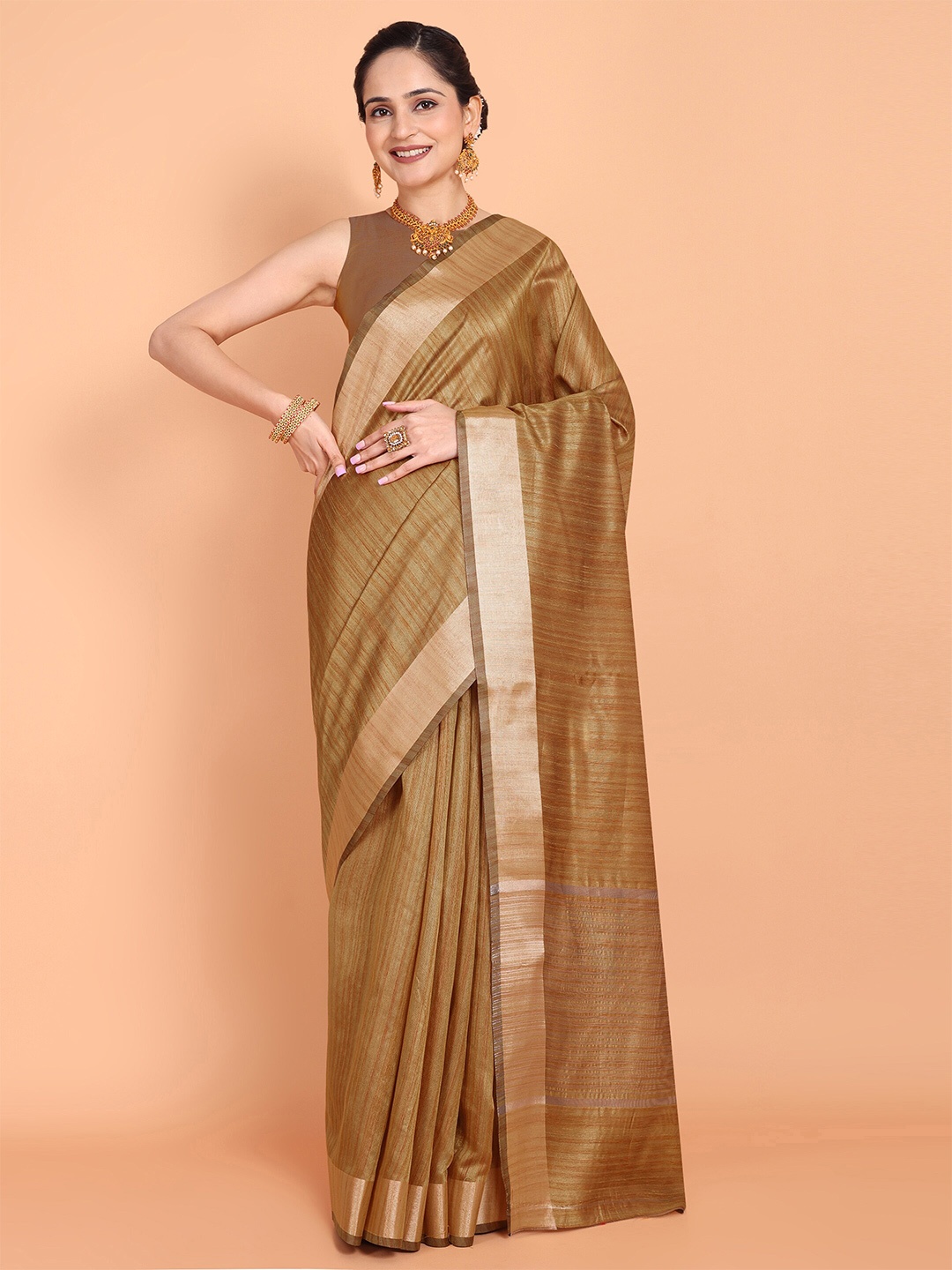 

MAGMINA Woven Design Zari Banarasi Saree, Brown