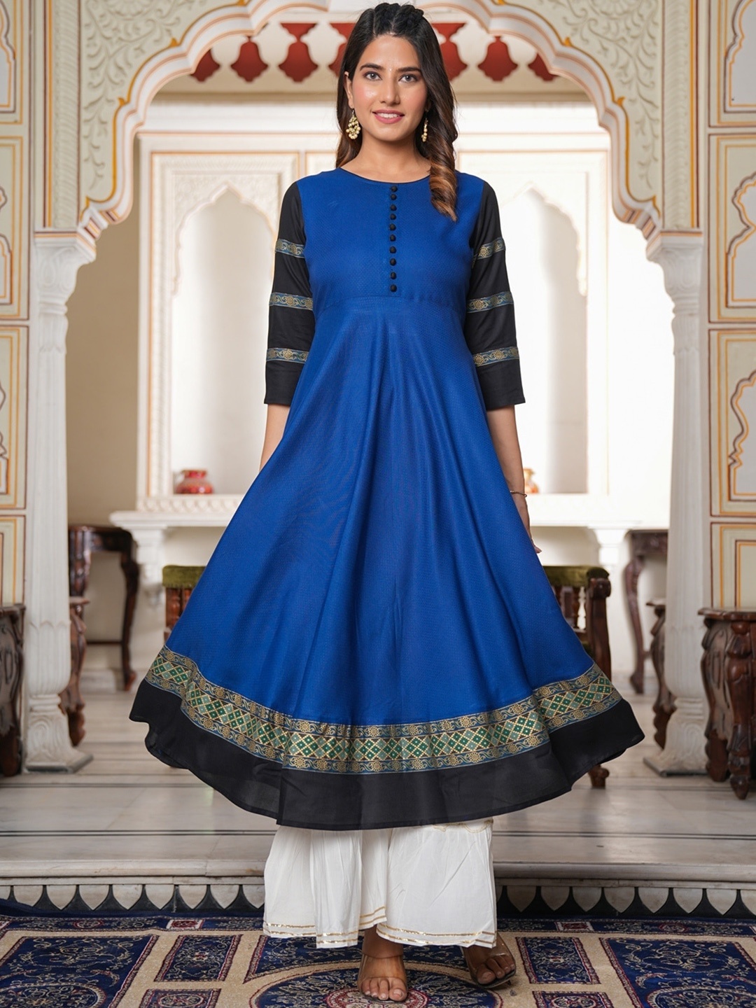 

KALINI Round Neck Anarkali Kurta, Blue