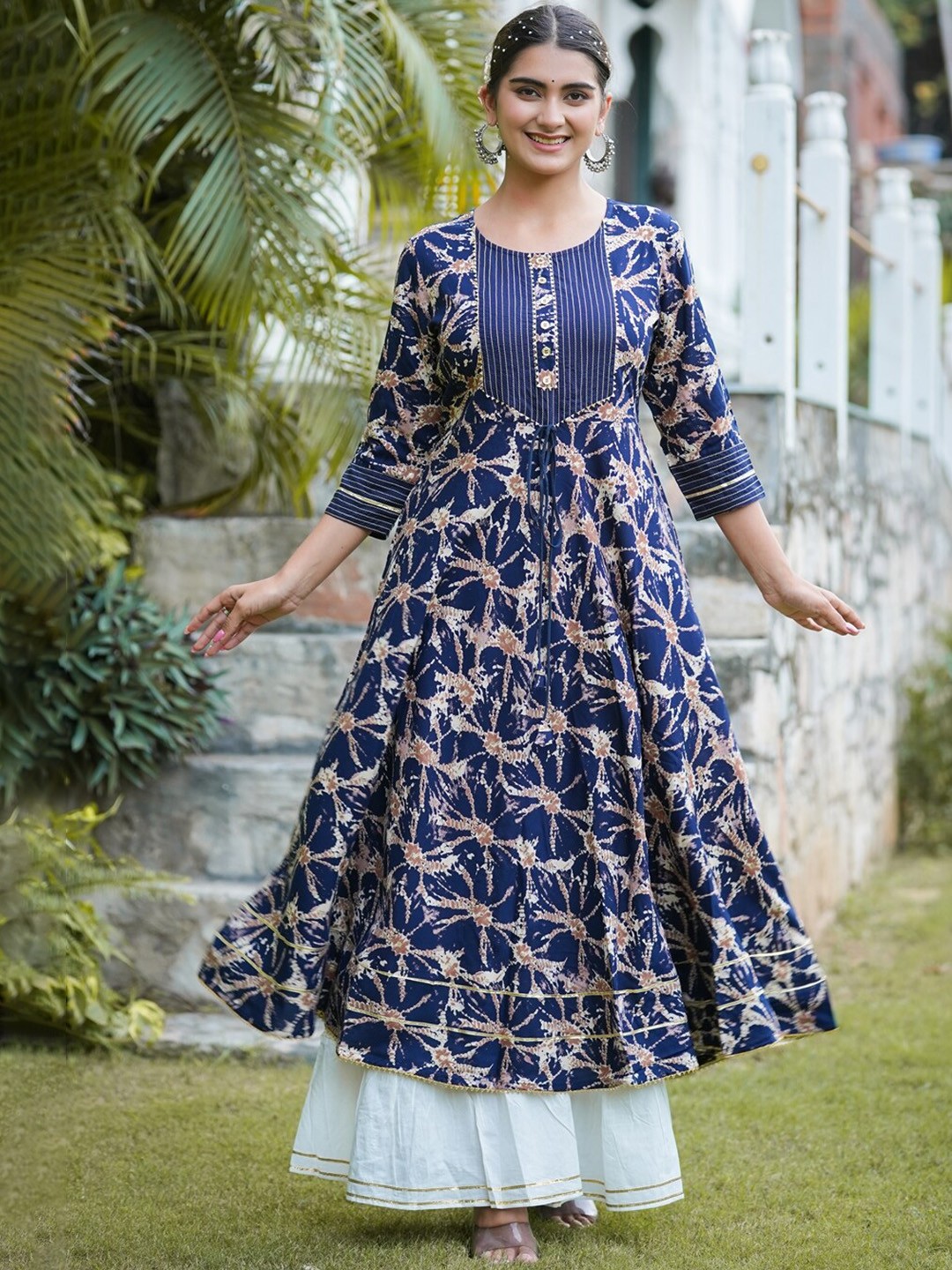

KALINI Printed Empire Anarkali Kurta, Blue