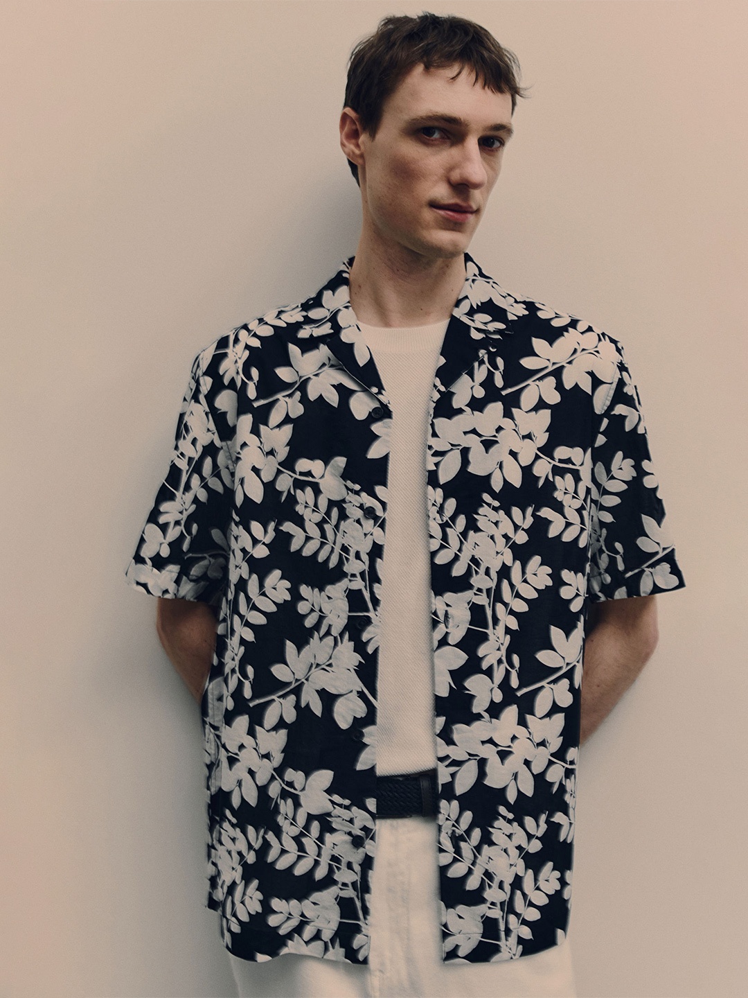 

H&M Cotton Regular Fit Printed Resort Shirt, Blue