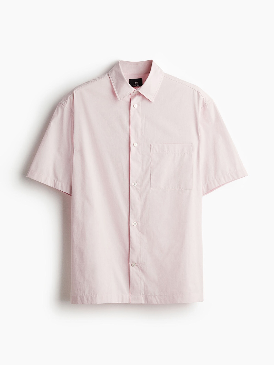 

H&M Men Cotton Relaxed-Fit Short Sleeved Shirt, Pink