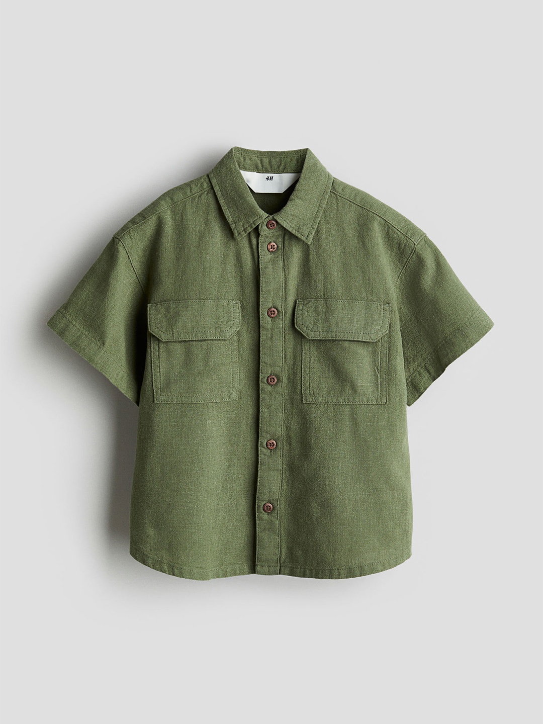 

H&M Boys Linen-Blend Shirt, Green