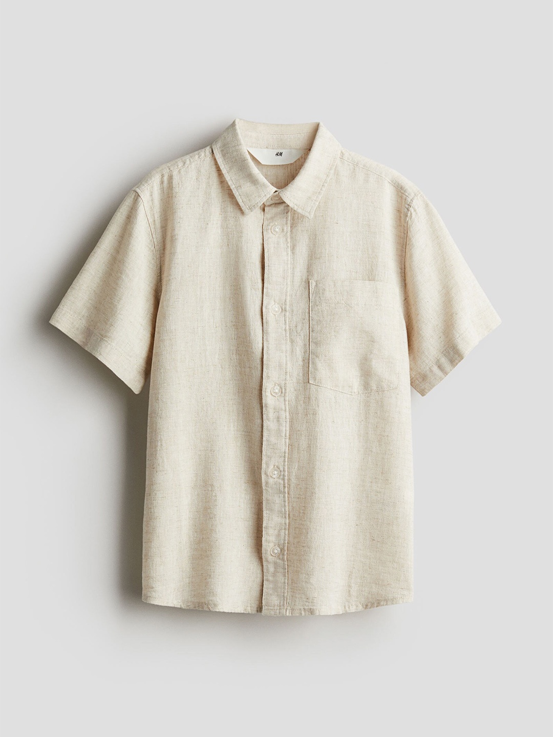 

H&M Boys Short-Sleeved Linen-Blend Shirts, Beige