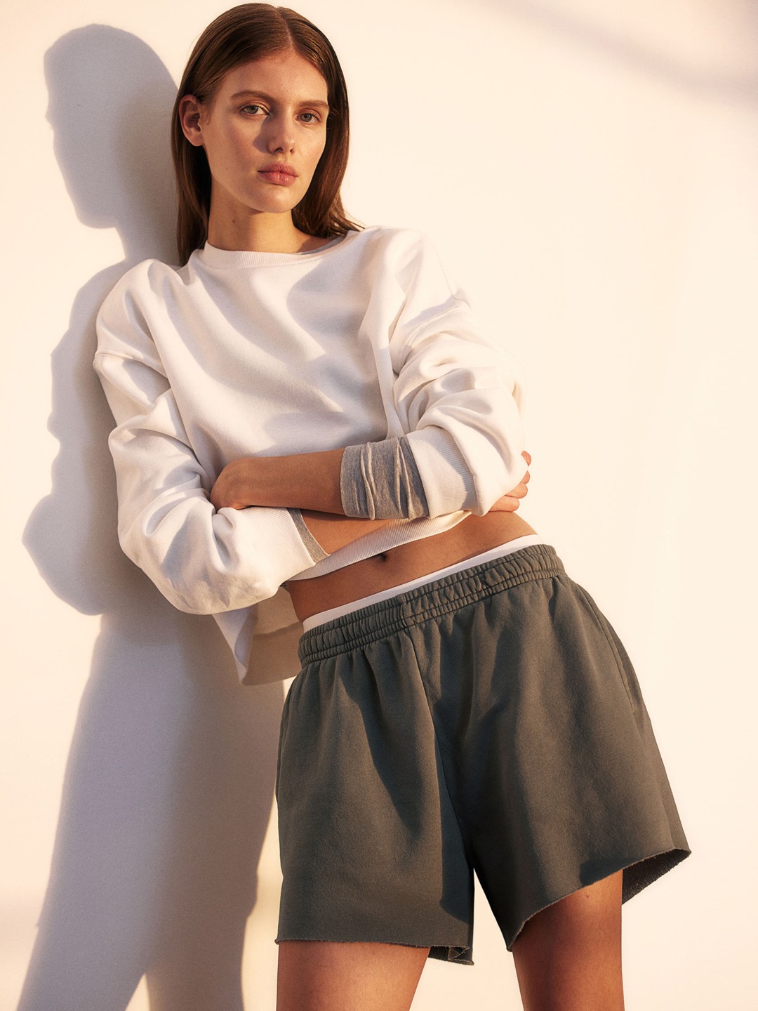 

H&M Women Sweatshirt Shorts, Olive