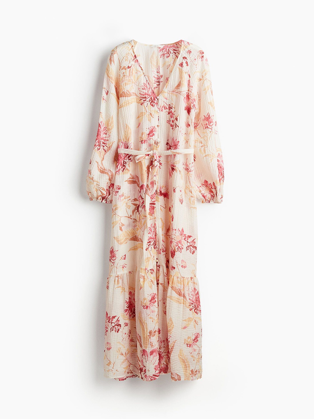 

H&M Tie-Belt Crepe Dress, Pink