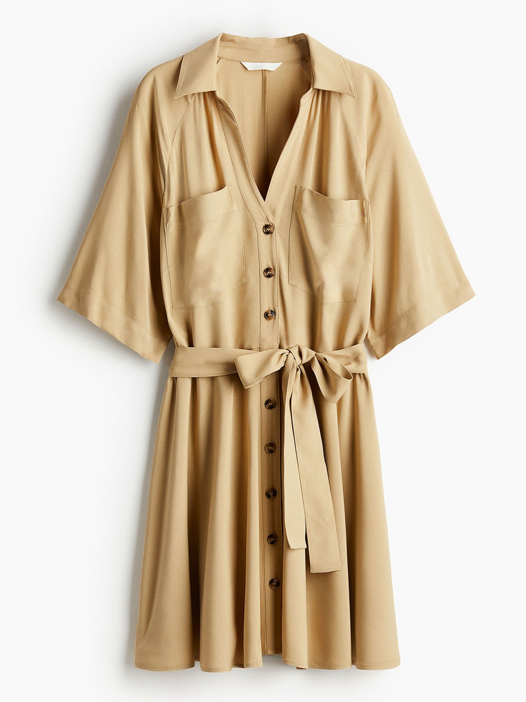 

H&M Women Tie-Belt Shirt Dress, Beige
